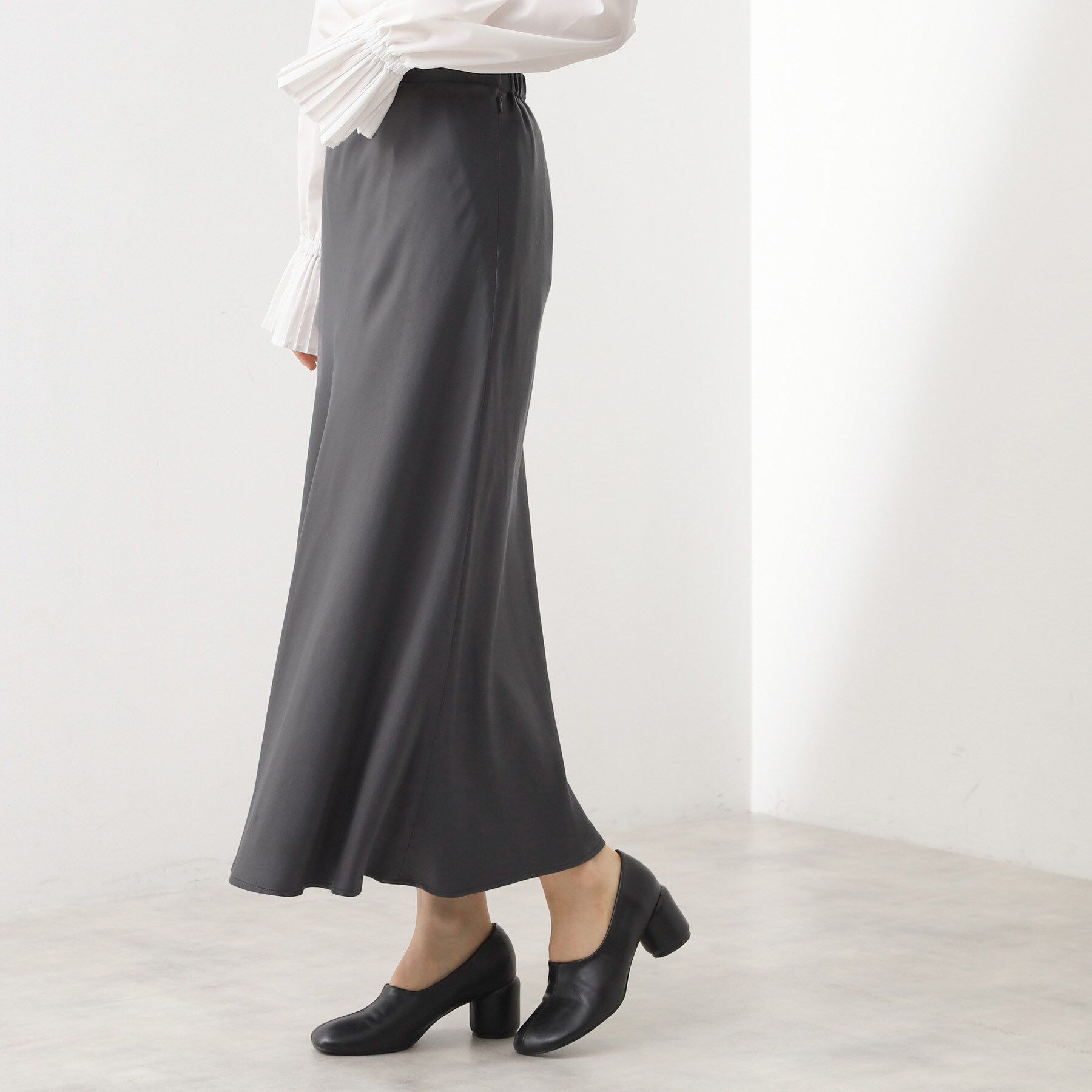 THE SHOP TK「サテンAラインスカート【洗える】」|スカート|