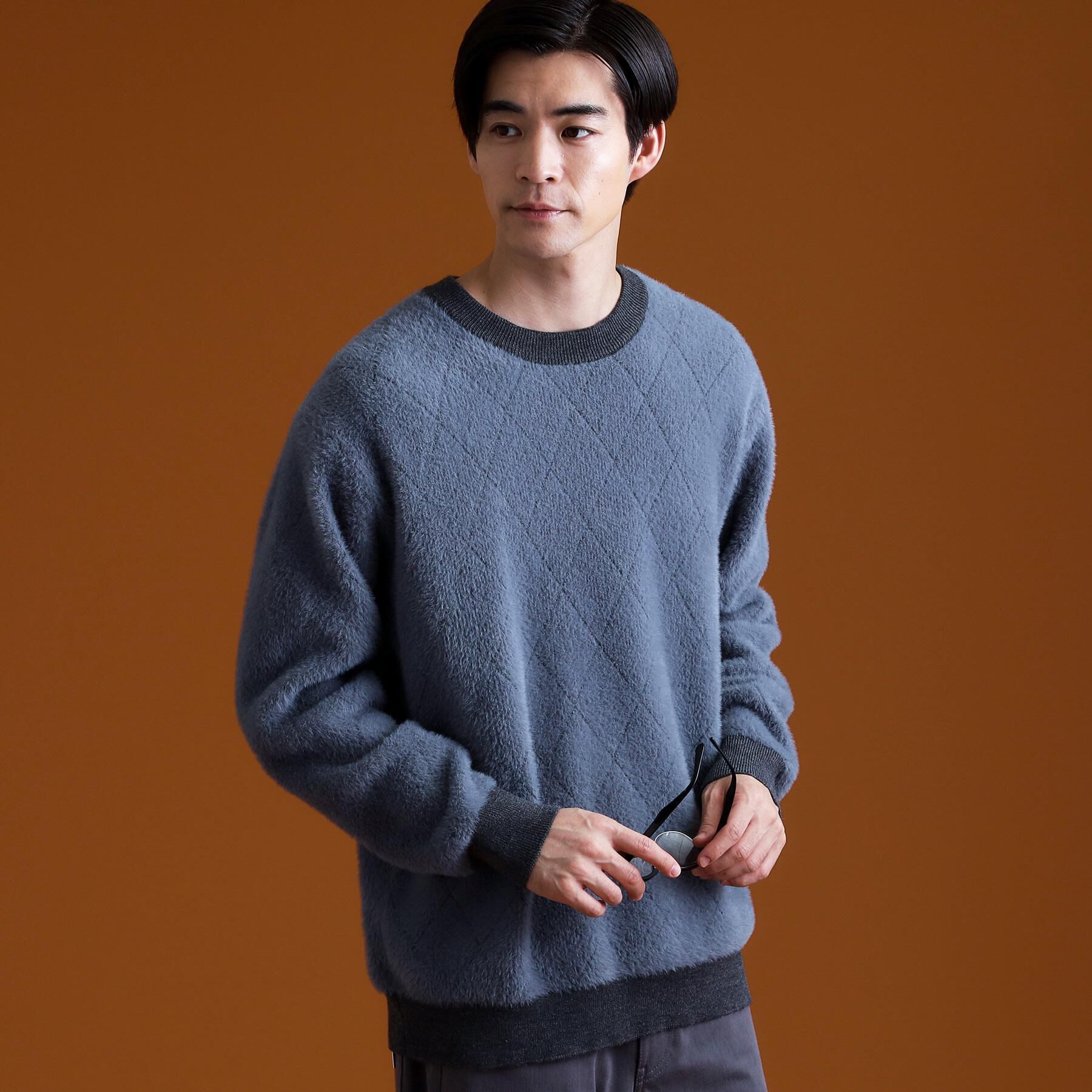 THE SHOP TK「【ふんわり心地いい肌触り】　ダイヤ柄シャギーニット」|ニット・セーター|