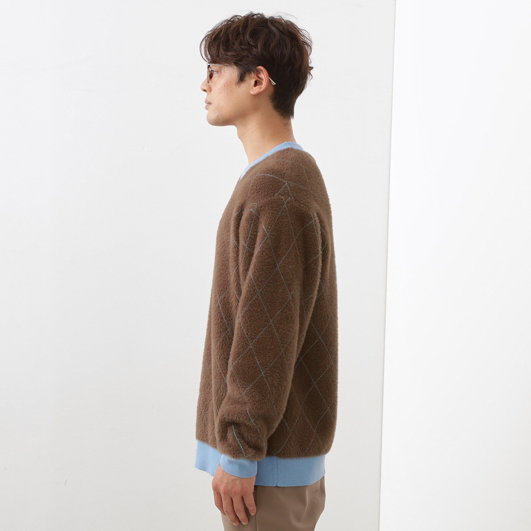 THE SHOP TK「【ふんわり心地いい肌触り】　ダイヤ柄シャギーニット」|ニット・セーター|