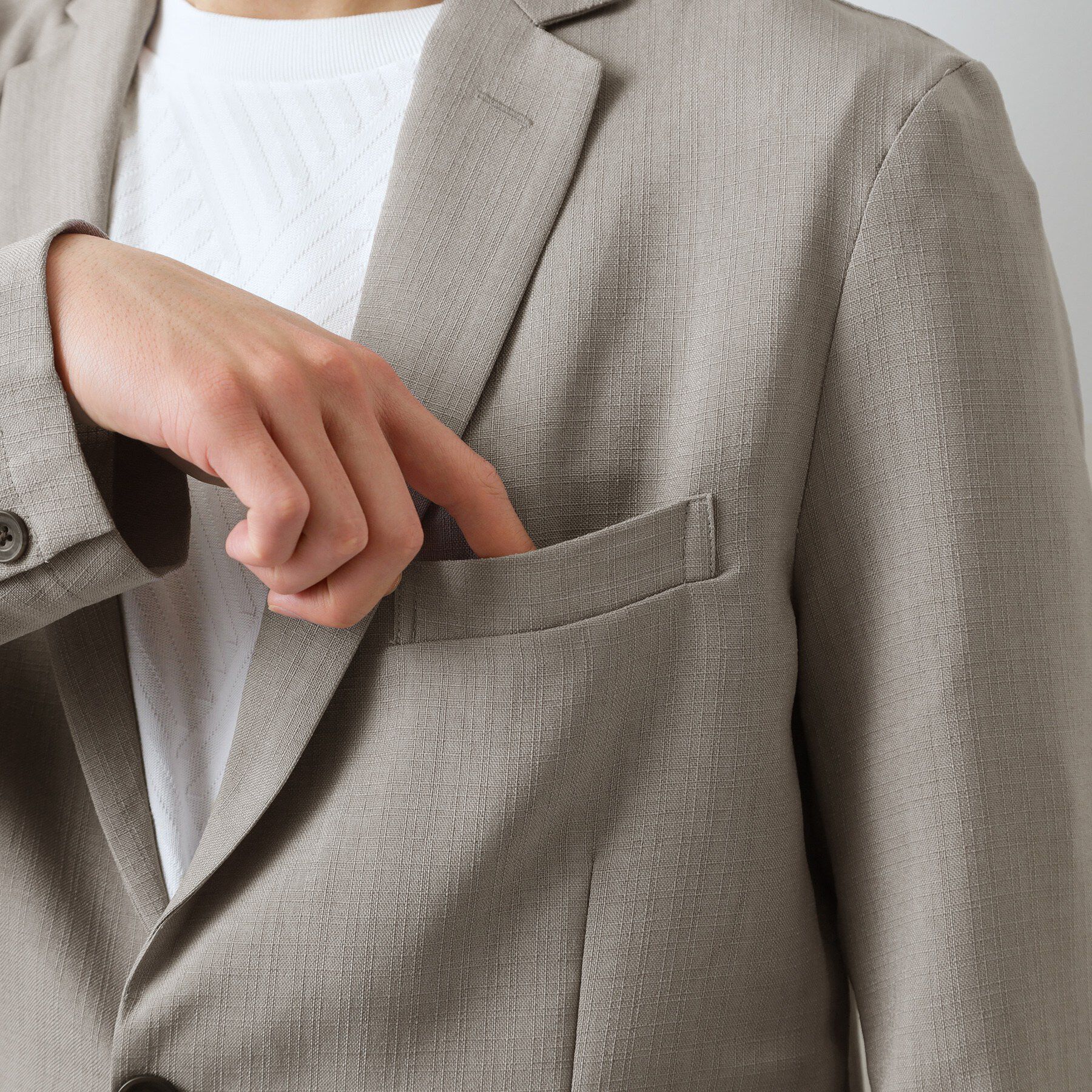 THE SHOP TK「【LINO FINE】リネンライク テーラードジャケット 吸水速乾/イージーケア/UVカット/洗濯機」|テーラードジャケット|