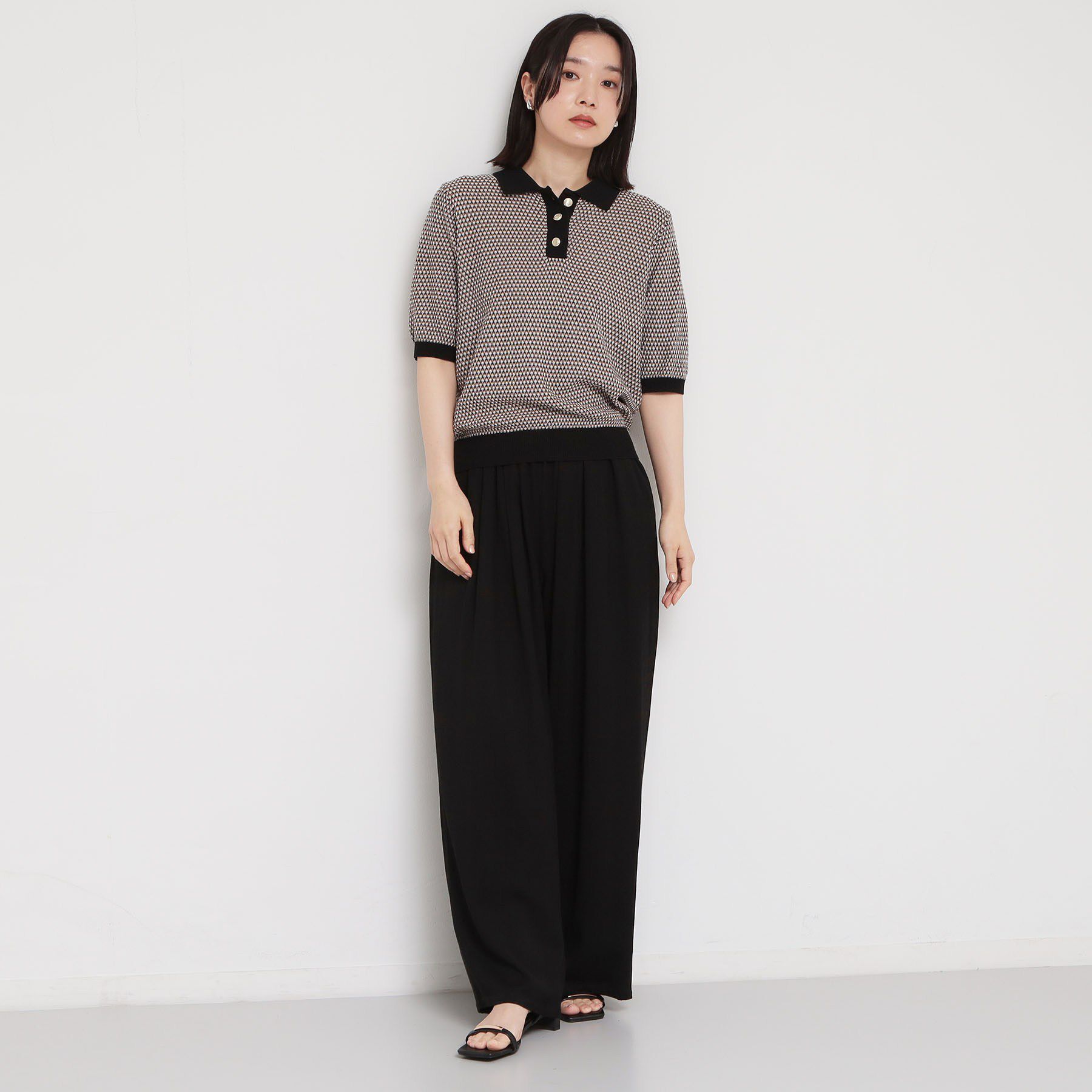 THE SHOP TK「【さらさらタッチ】ジャカードポロニット」|ニット・セーター|