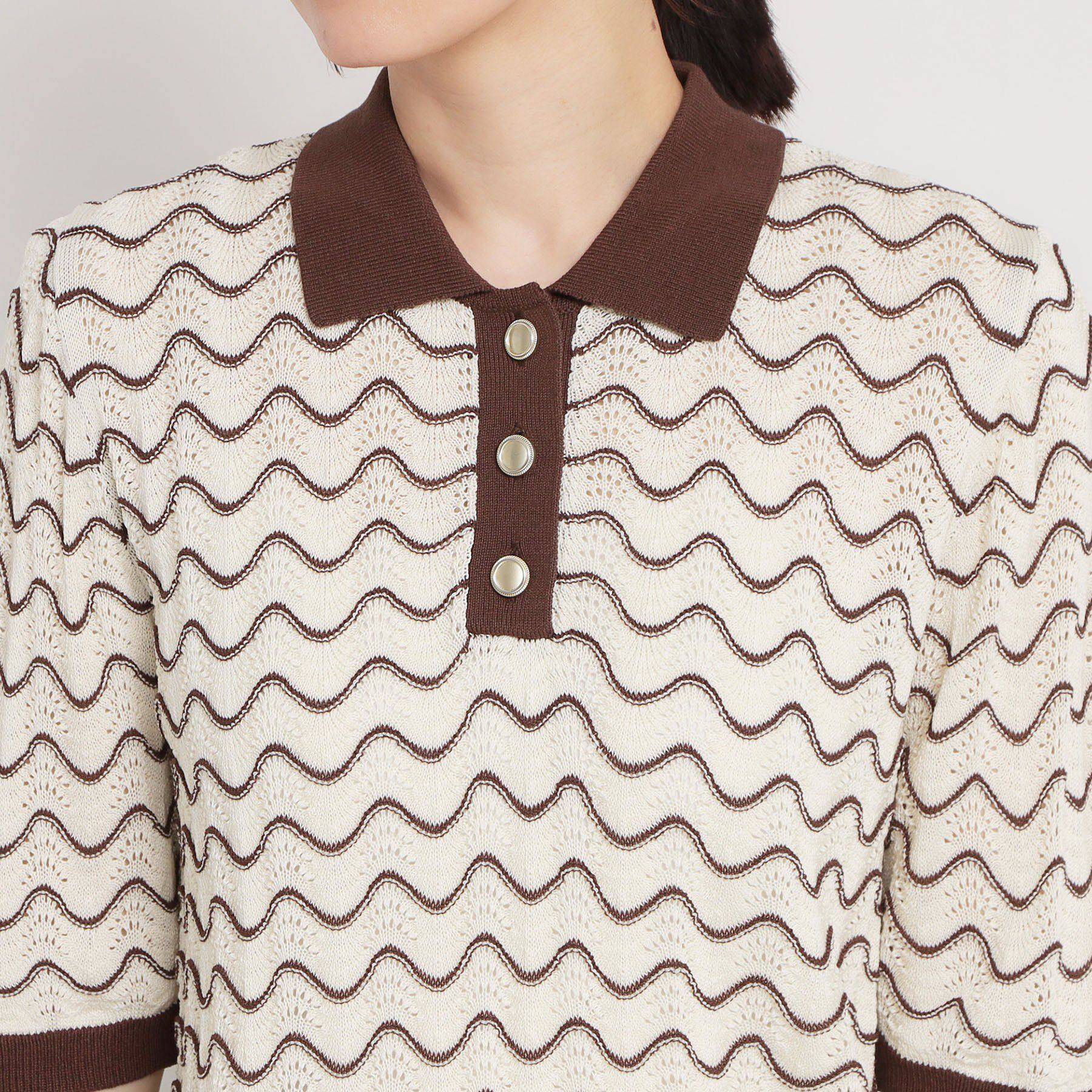 THE SHOP TK「【さらさらタッチ】ジャカードポロニット」|ニット・セーター|