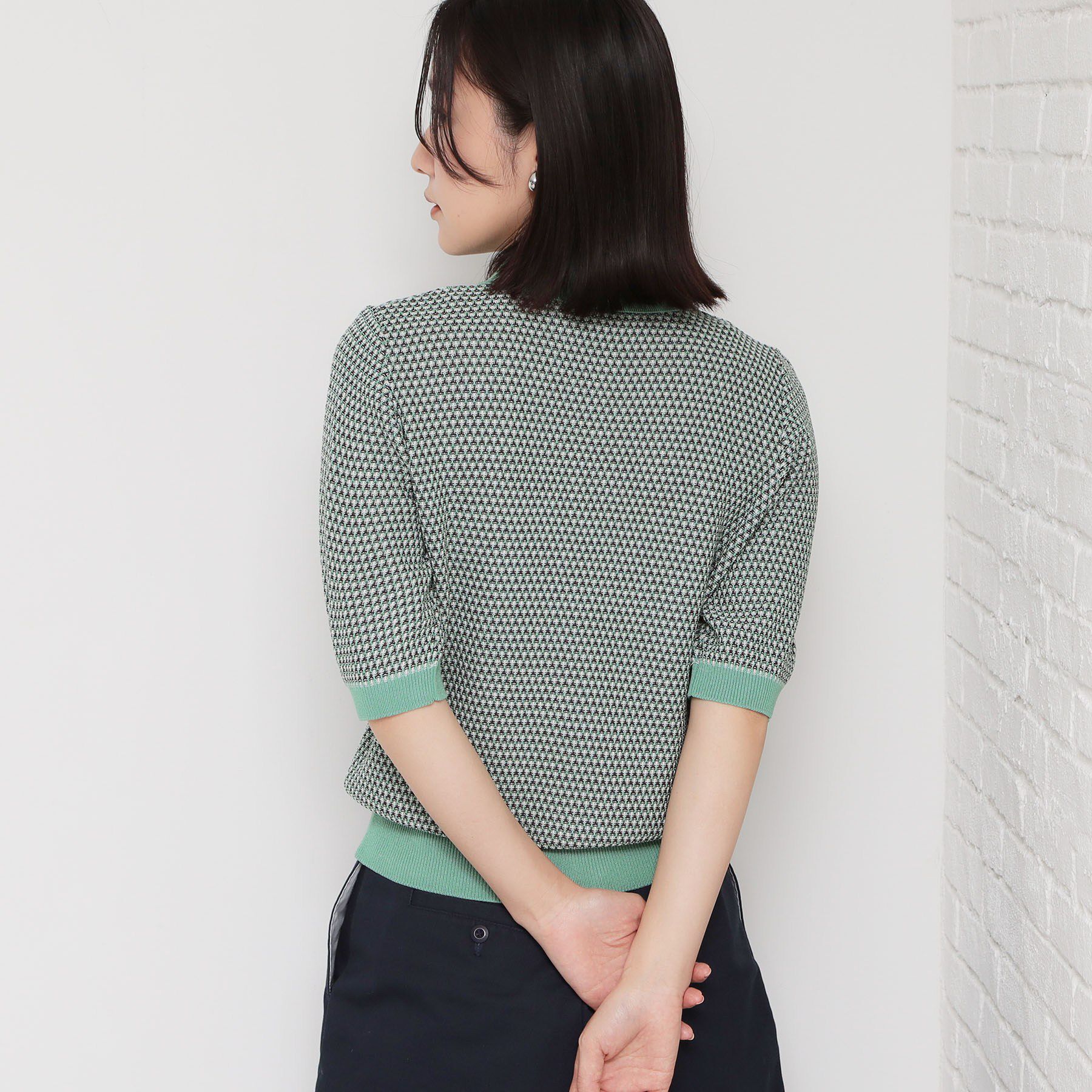 THE SHOP TK「【さらさらタッチ】ジャカードポロニット」|ニット・セーター|