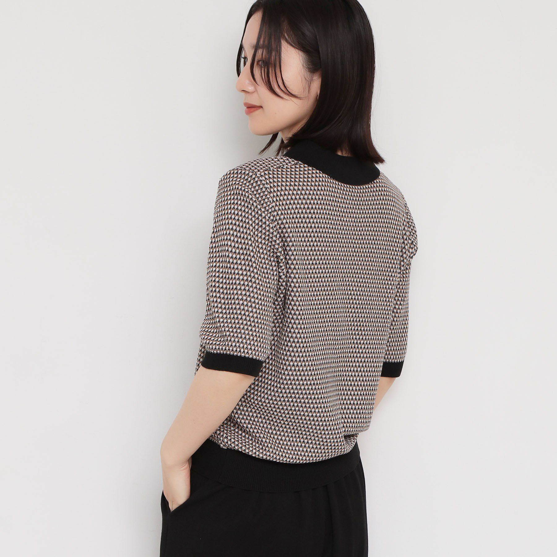 THE SHOP TK「【さらさらタッチ】ジャカードポロニット」|ニット・セーター|