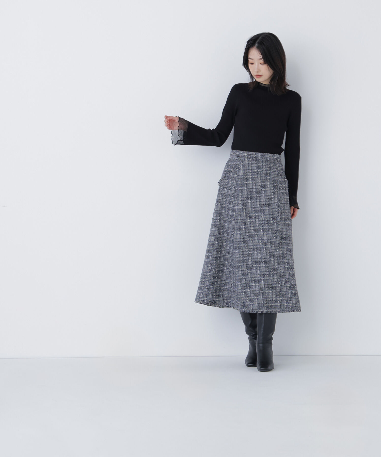  「シアーフレアカフスリブニット」|ニット・セーター|