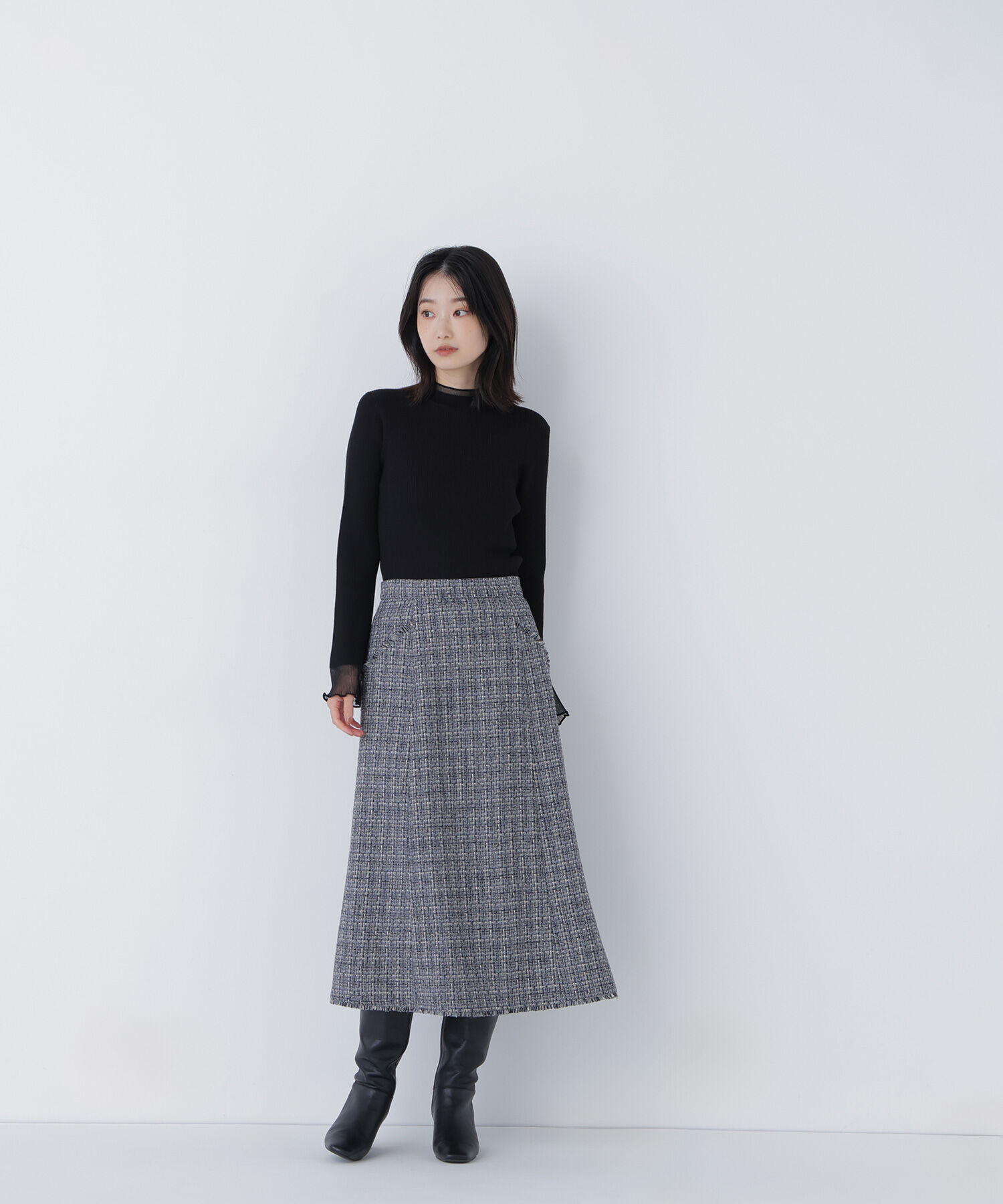  「シアーフレアカフスリブニット」|ニット・セーター|