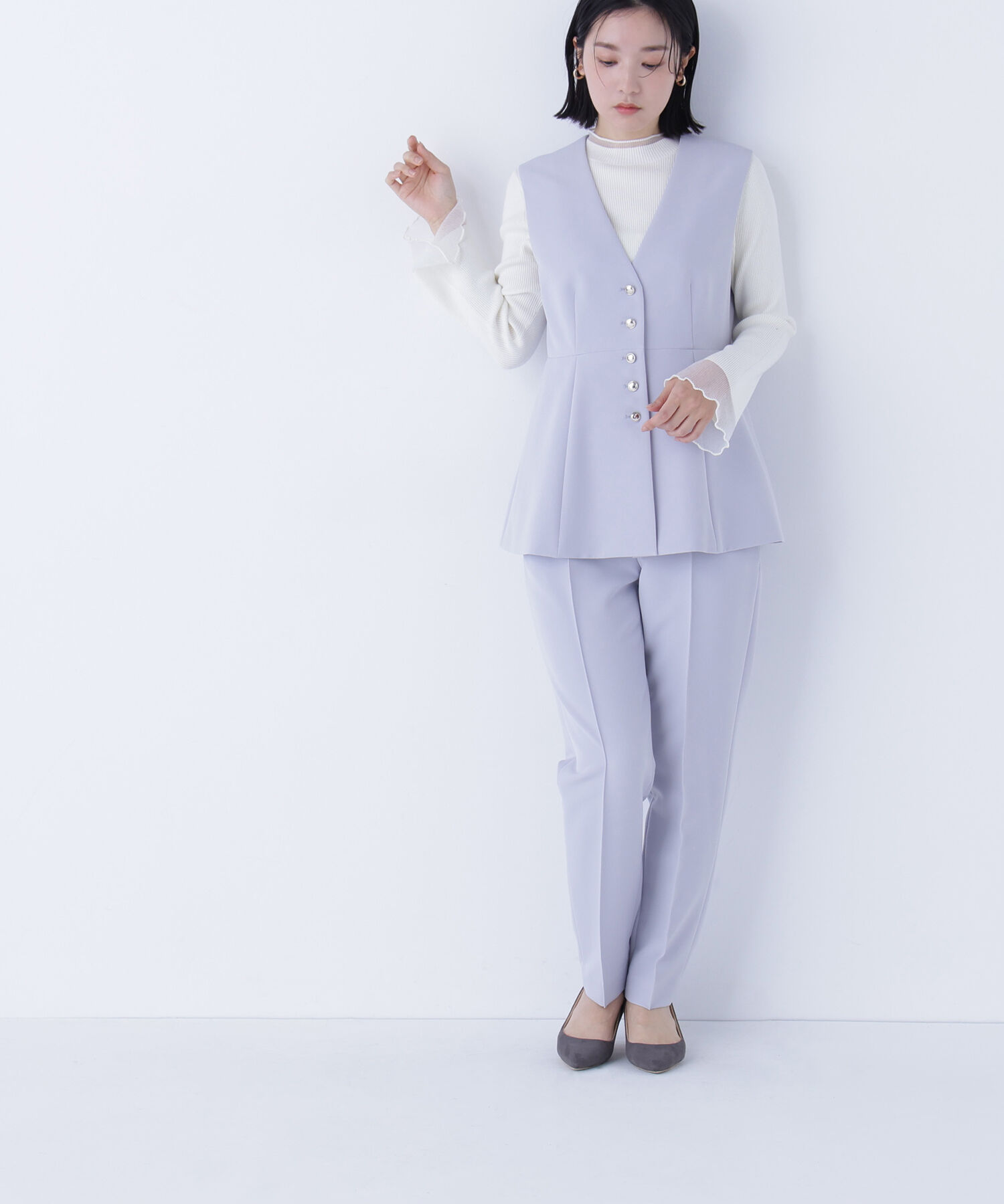  「シアーフレアカフスリブニット」|ニット・セーター|