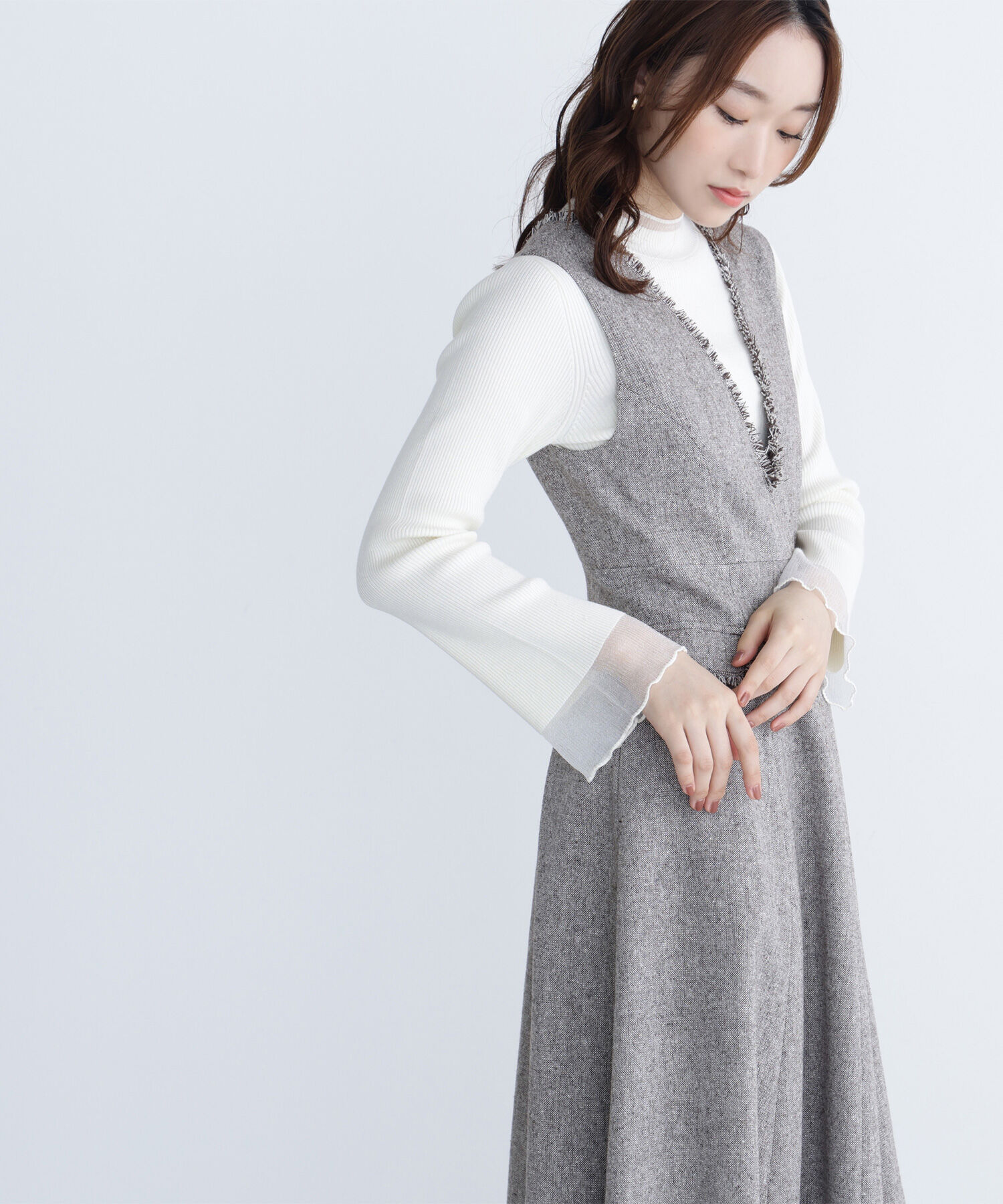  「シアーフレアカフスリブニット」|ニット・セーター|