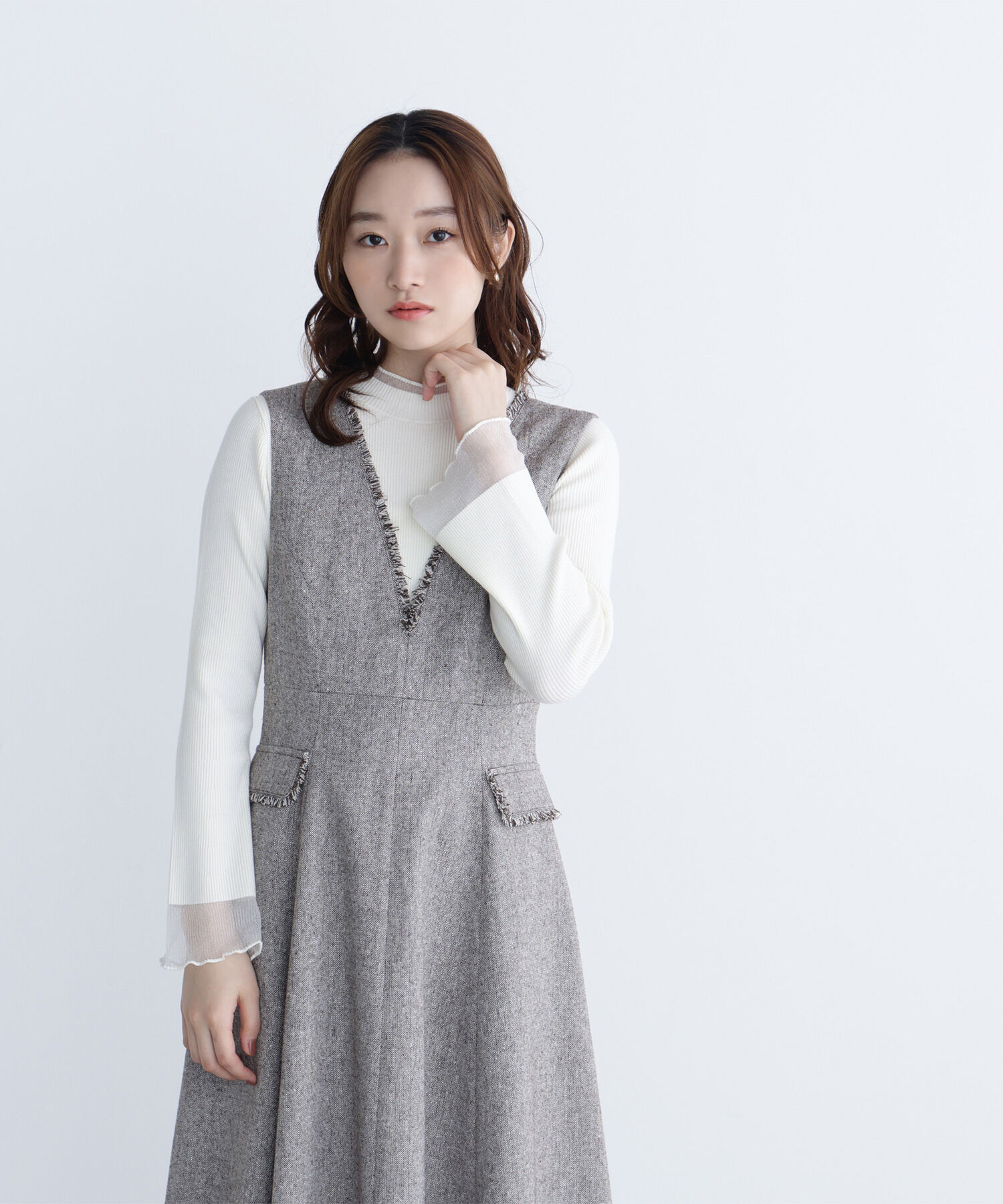  「シアーフレアカフスリブニット」|ニット・セーター|