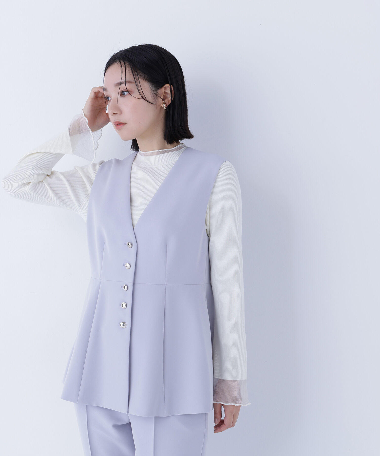  「シアーフレアカフスリブニット」|ニット・セーター|