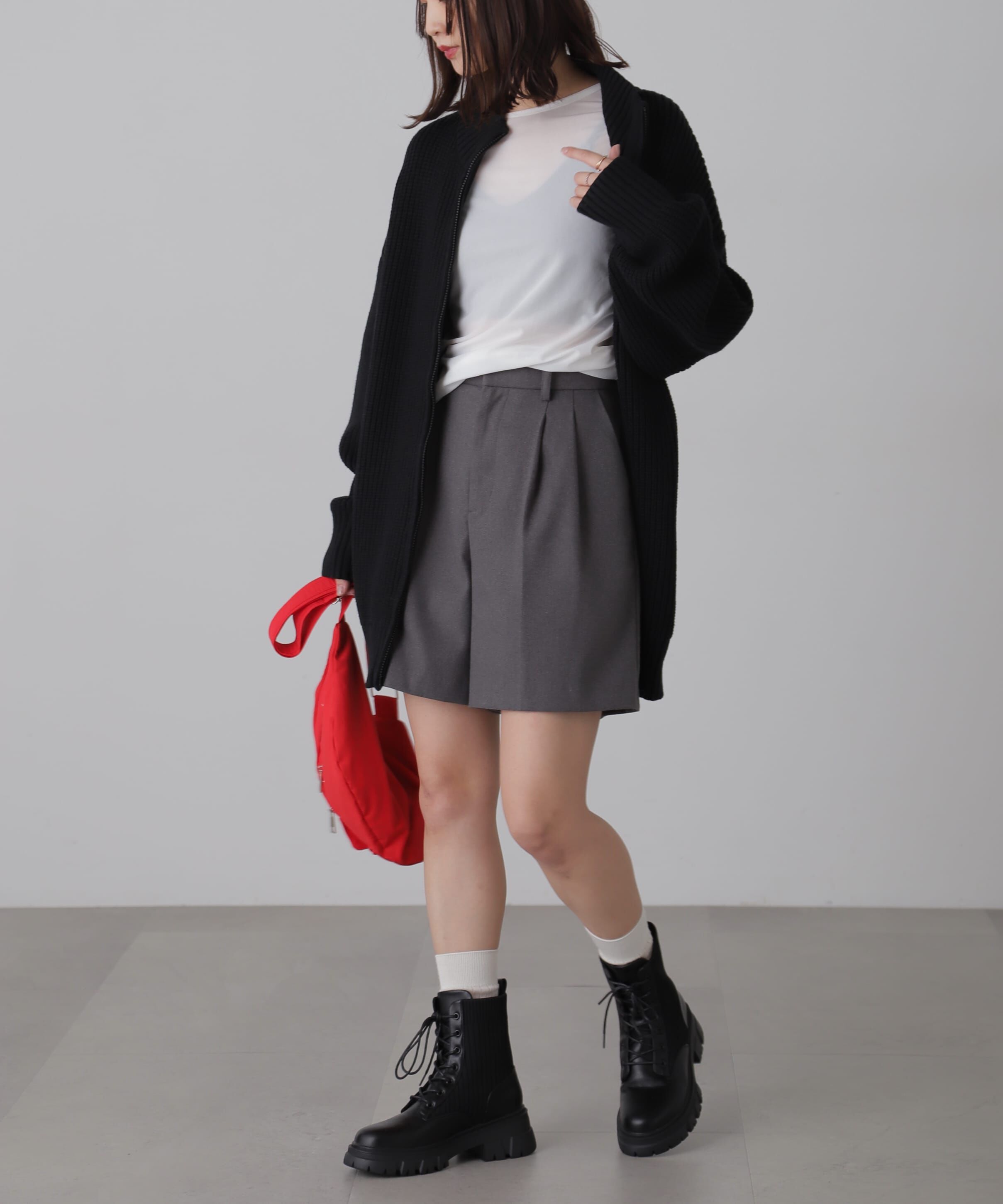  「ジップニットミニワンピース」|ワンピース|