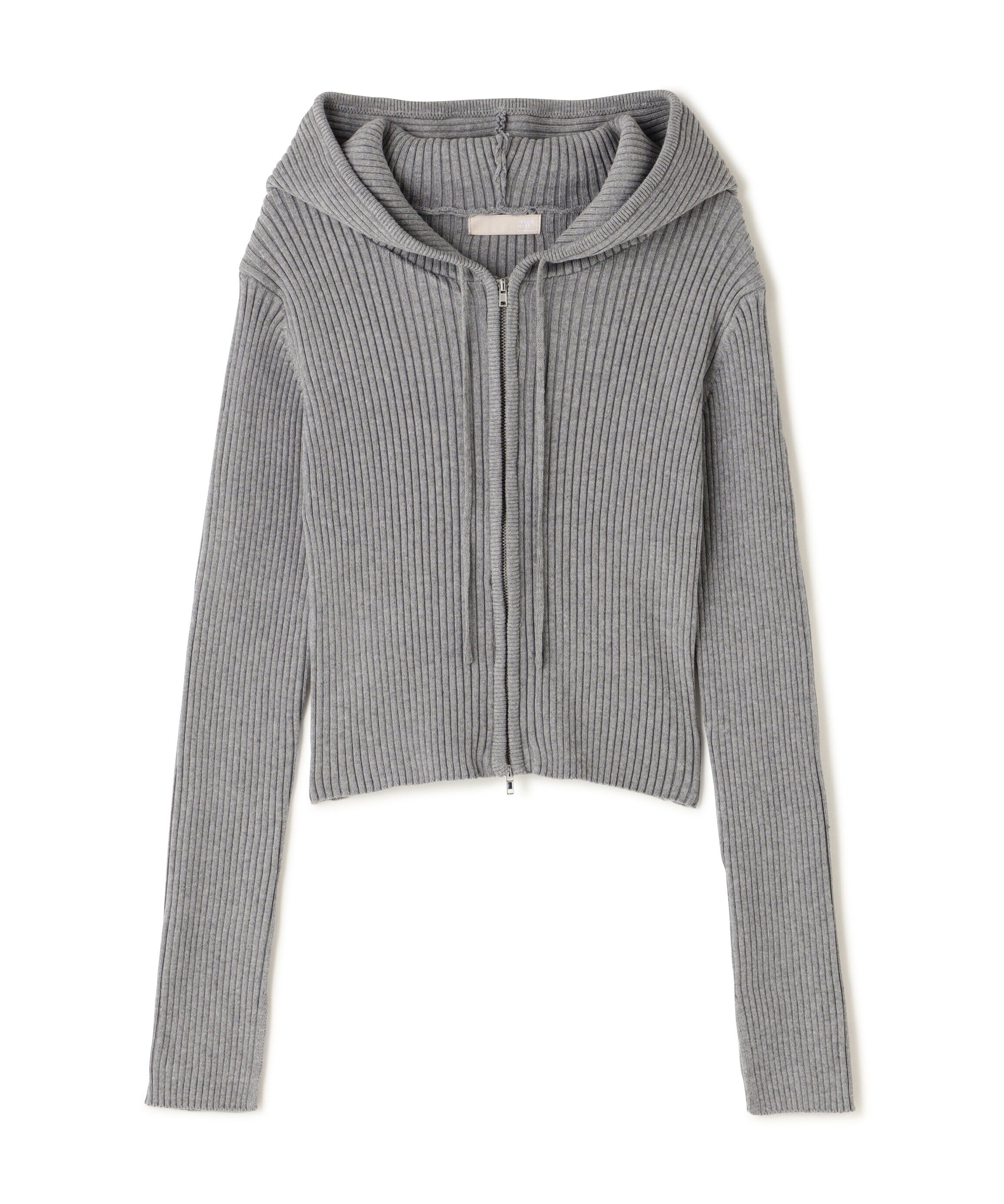  「配色リブショート丈ニットパーカー」|ニット・セーター|