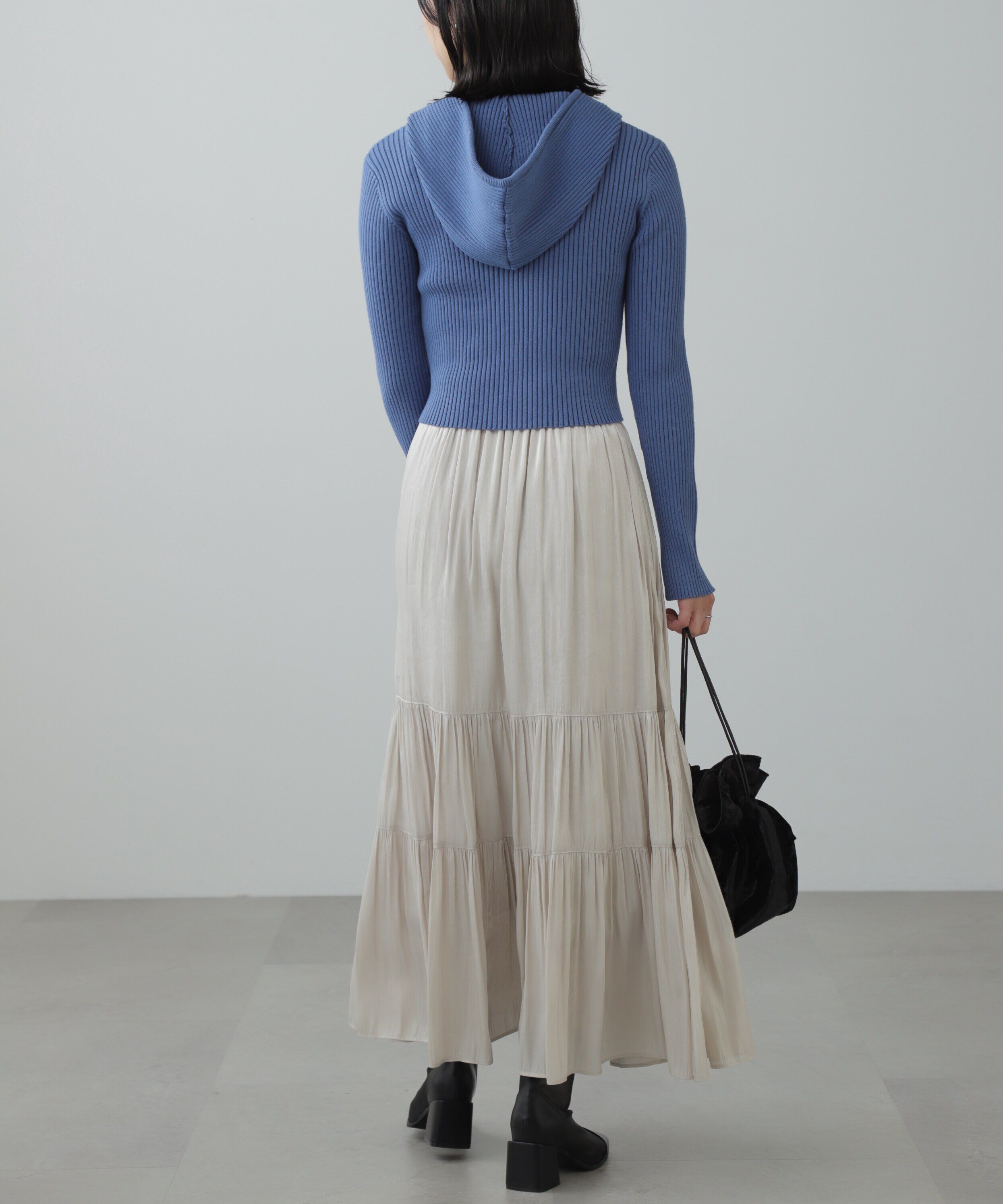  「配色リブショート丈ニットパーカー」|ニット・セーター|