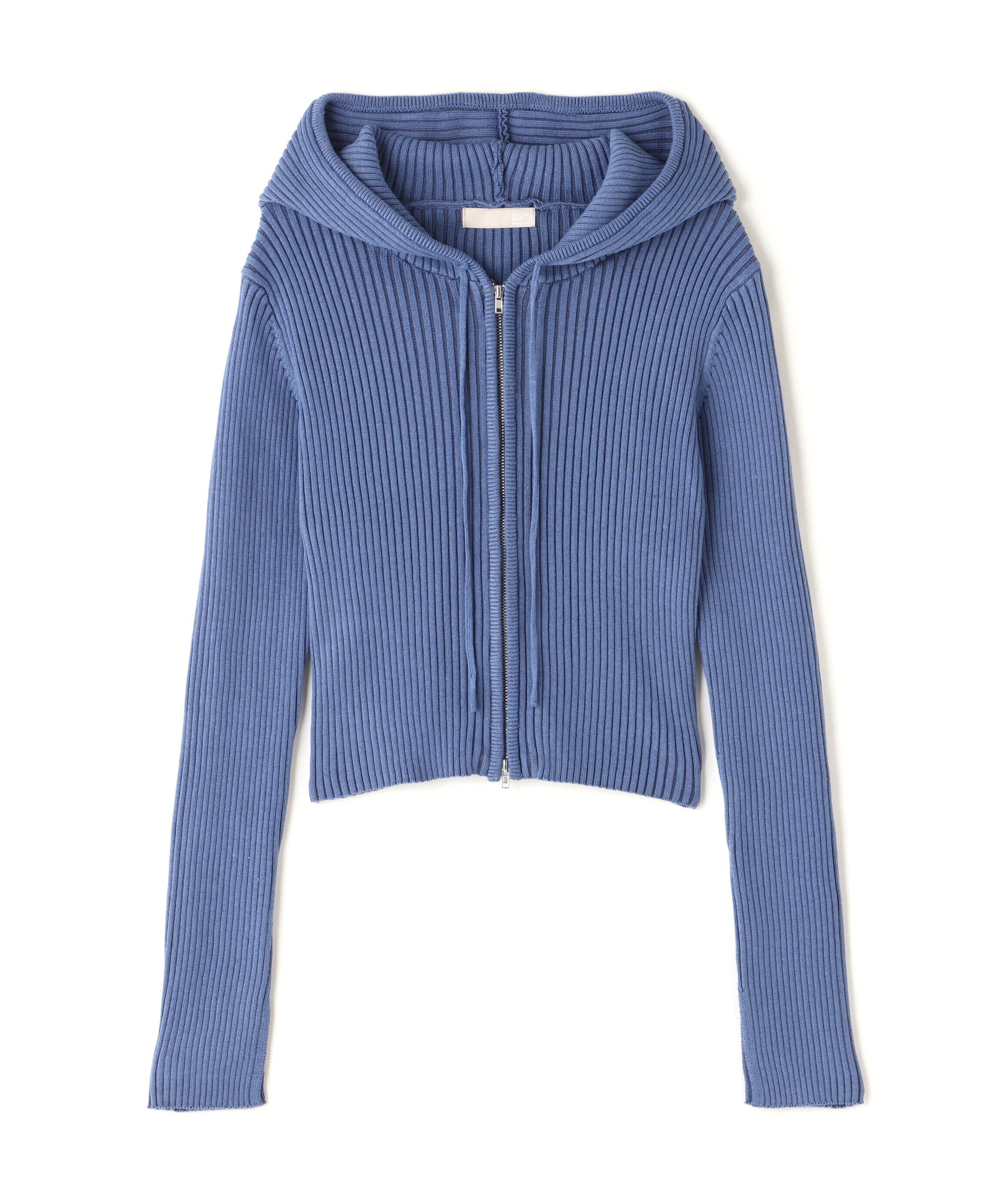  「配色リブショート丈ニットパーカー」|ニット・セーター|