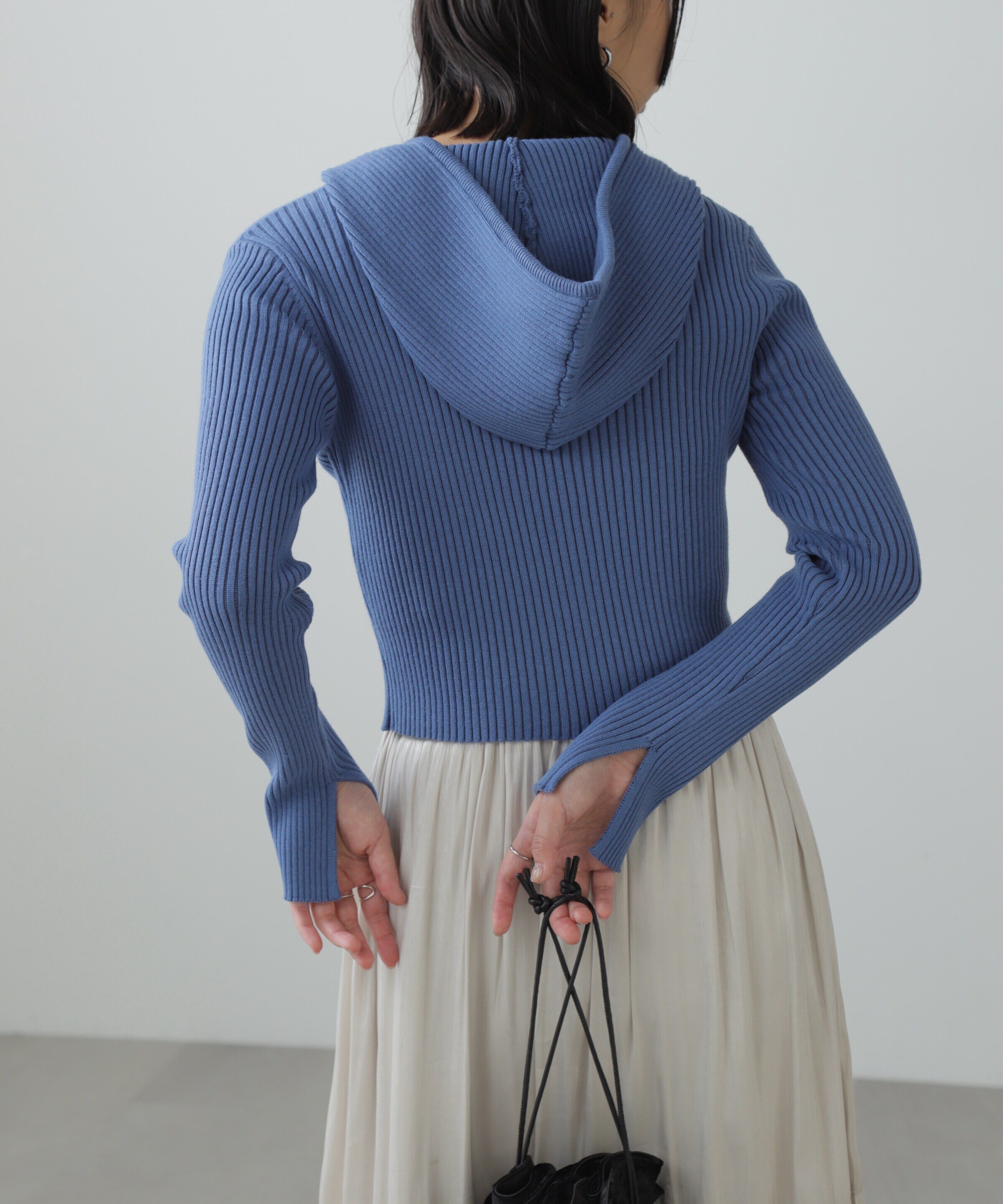  「配色リブショート丈ニットパーカー」|ニット・セーター|