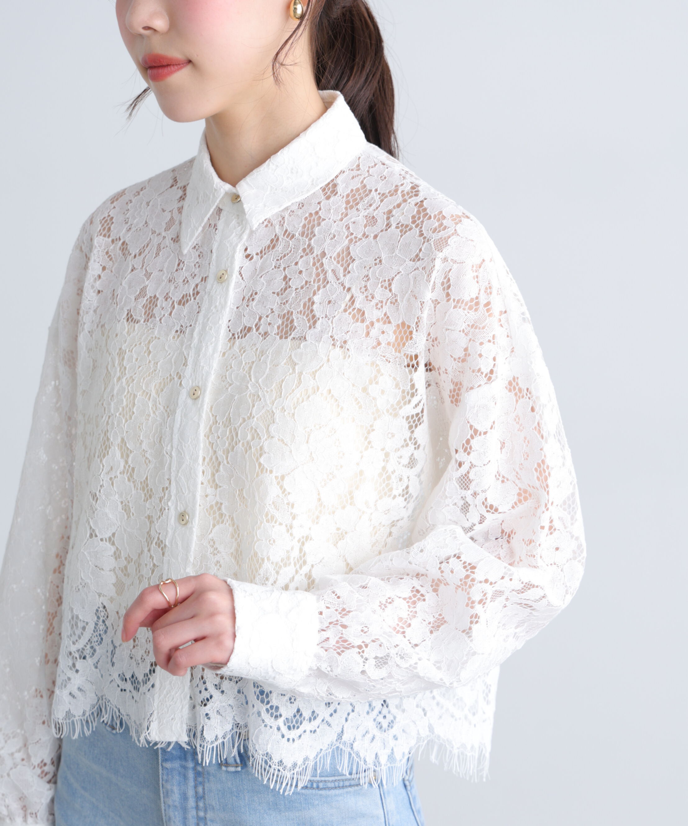  「〈MFM〉レーススカラップシャツ」|シャツ・ブラウス|