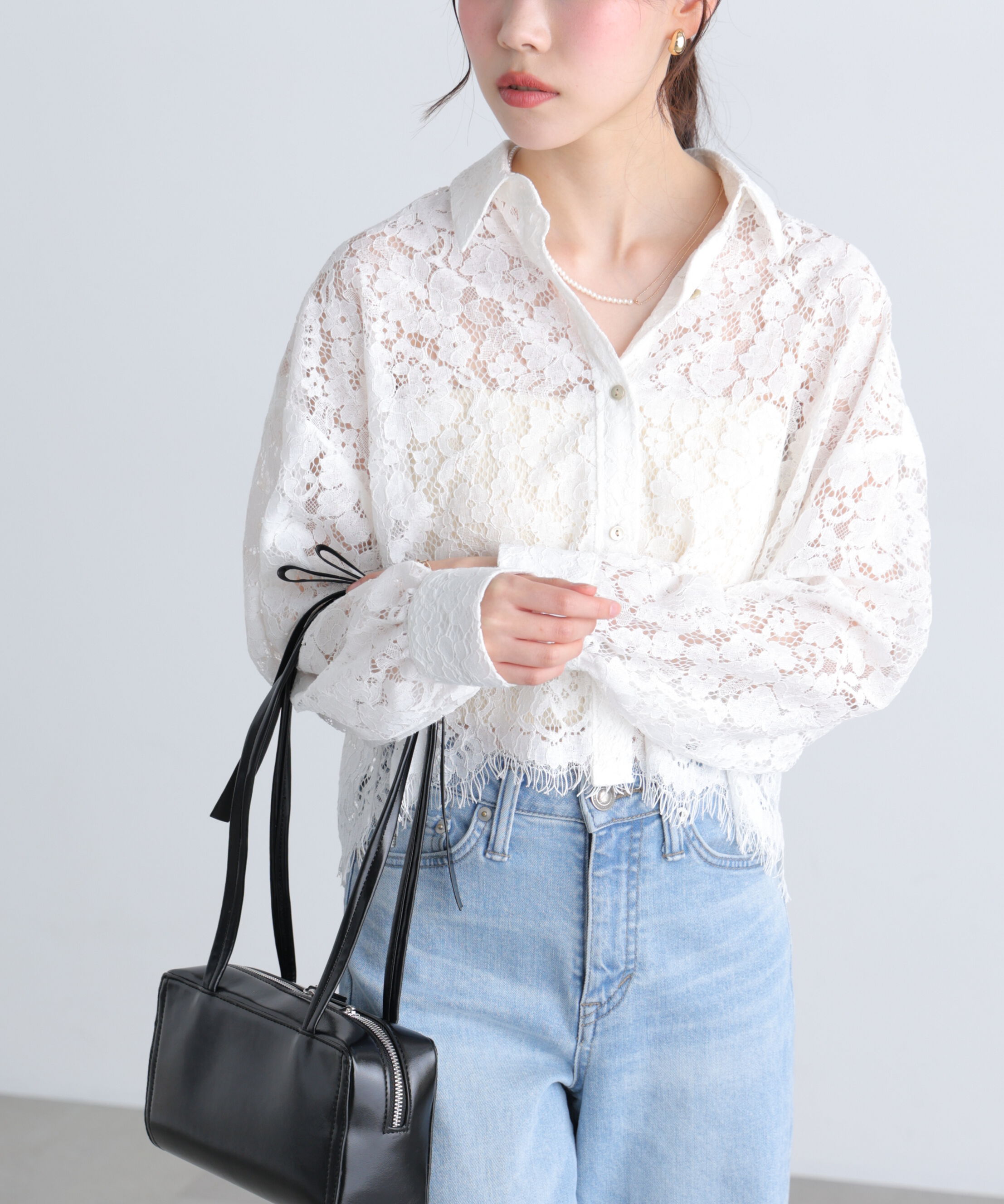  「〈MFM〉レーススカラップシャツ」|シャツ・ブラウス|