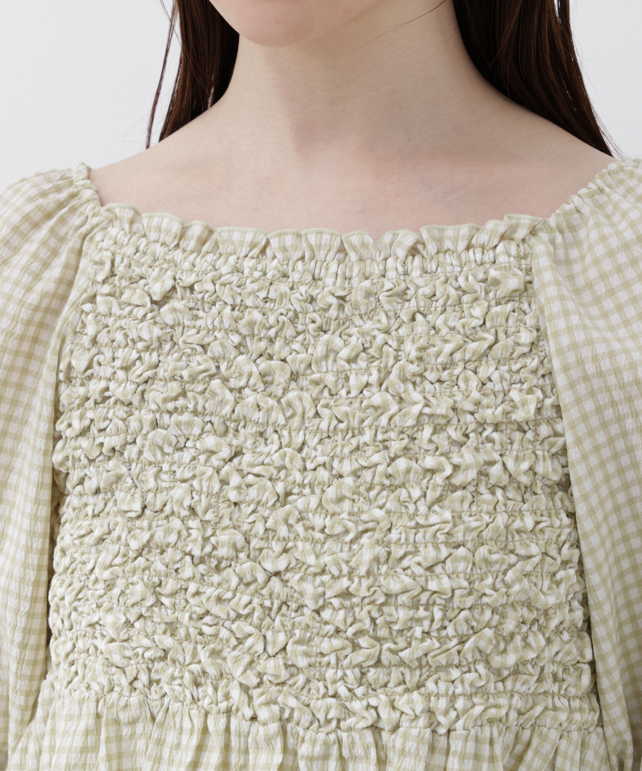 PROPORTION BODY DRESSING「〈a/mie〉シャーリングペプラムブラウス 26SS」|シャツ・ブラウス|