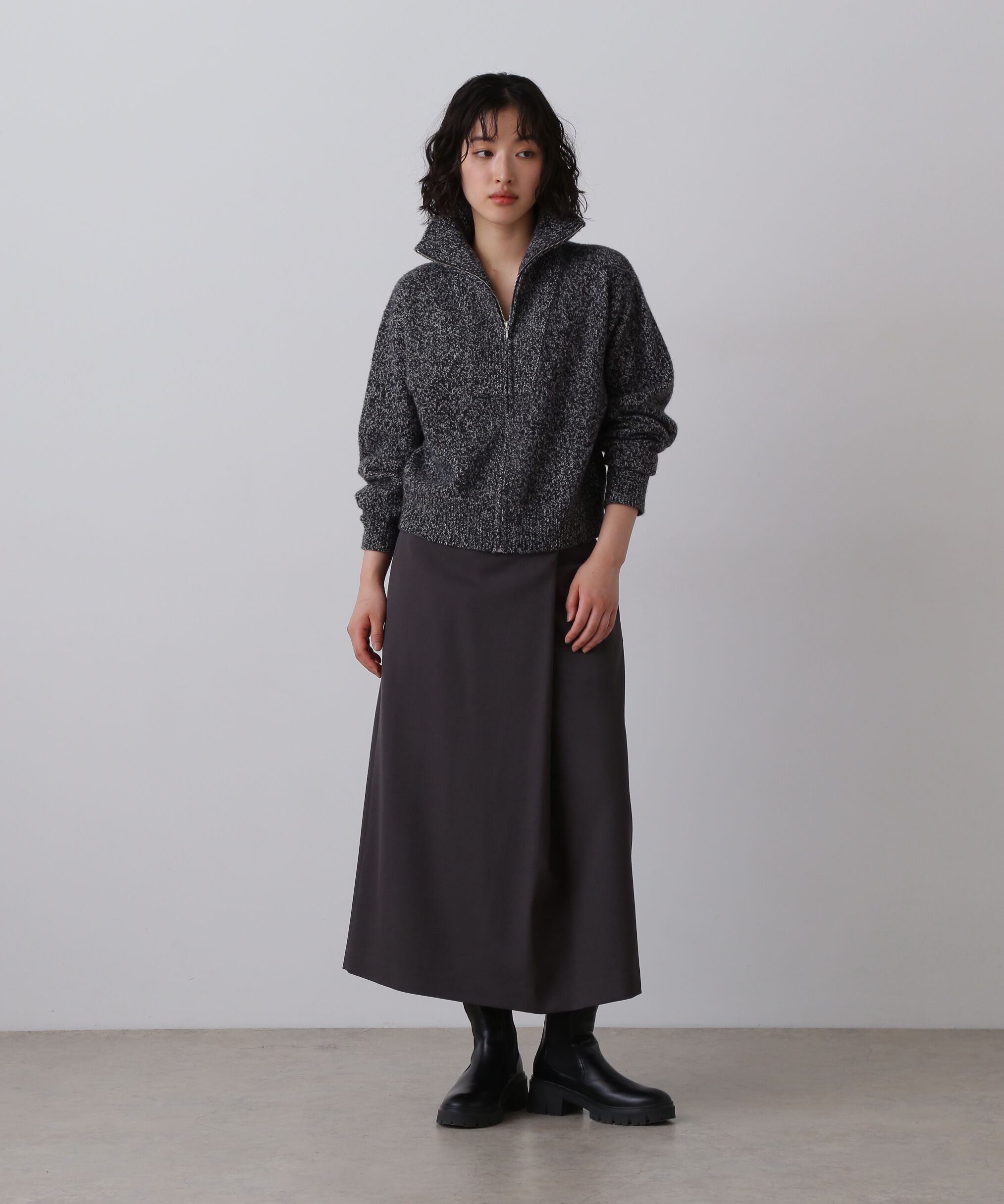 YLEVE 「YLEVE / WOOL CASHMERE MELANGE KNIT FULL ZIP PULL OVER」|ニット・セーター|