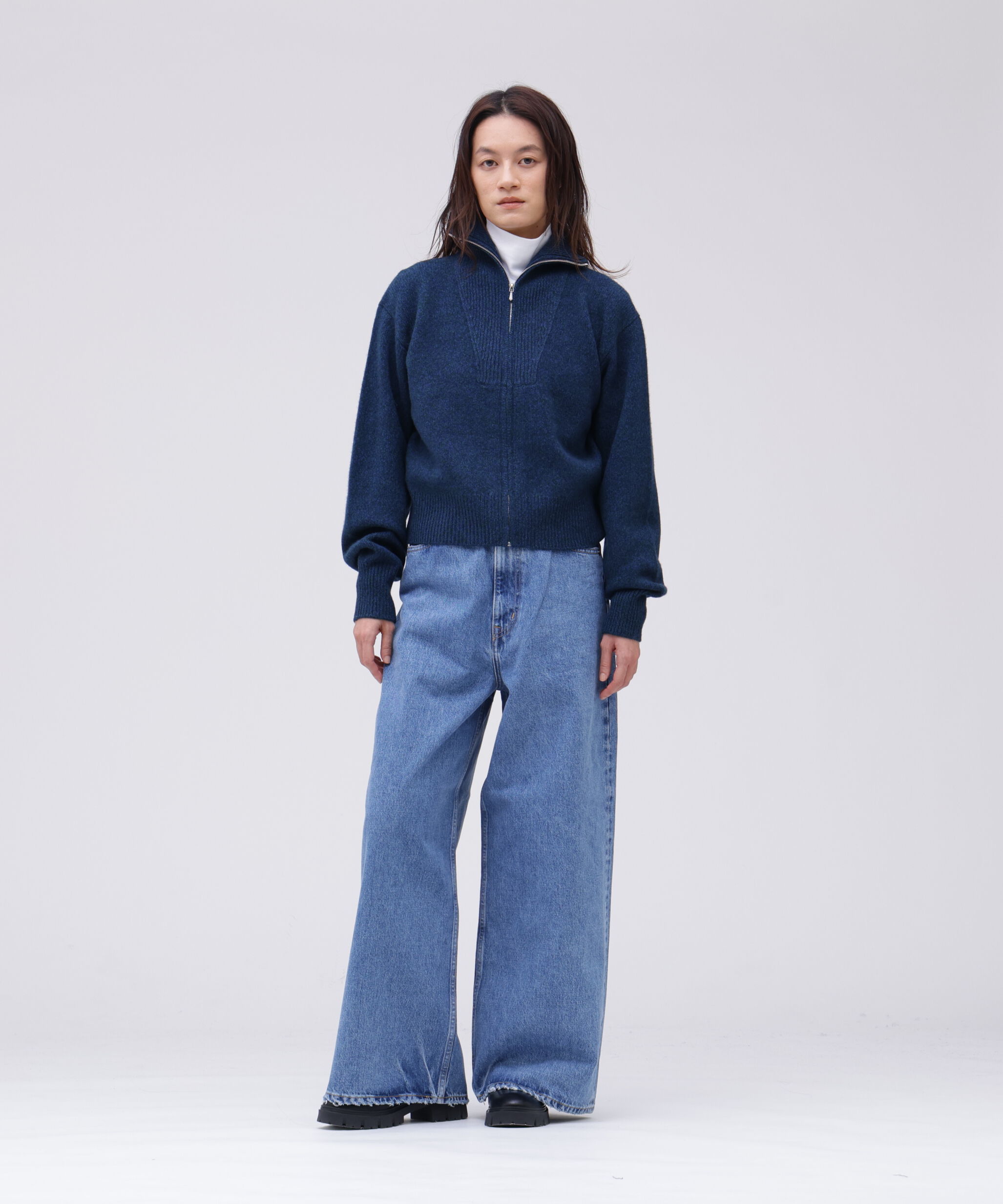 YLEVE 「YLEVE / WOOL CASHMERE MELANGE KNIT FULL ZIP PULL OVER」|ニット・セーター|