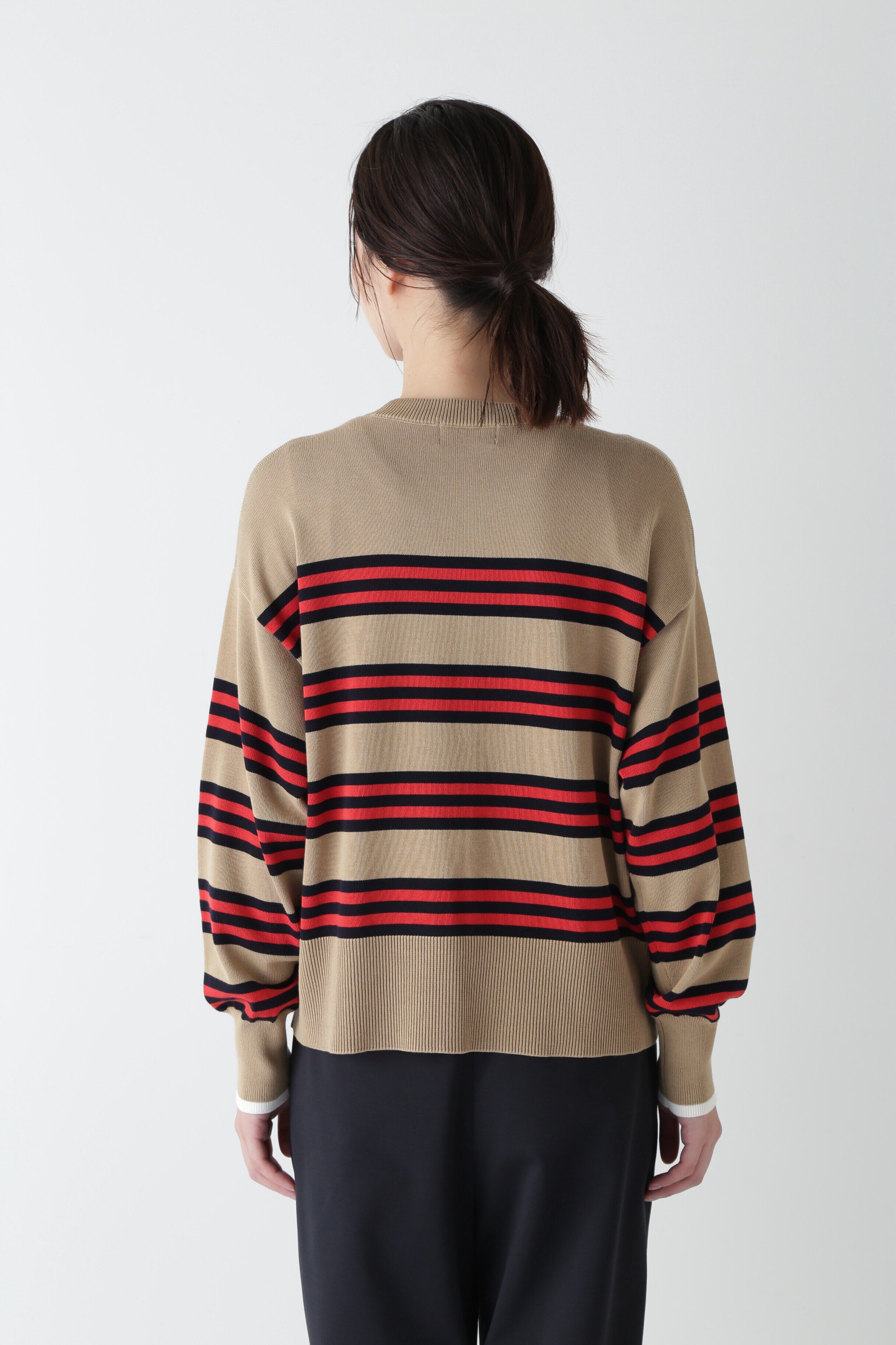  「◆オーガニックコットンランダムボーダープルオーバー」|ニット・セーター|