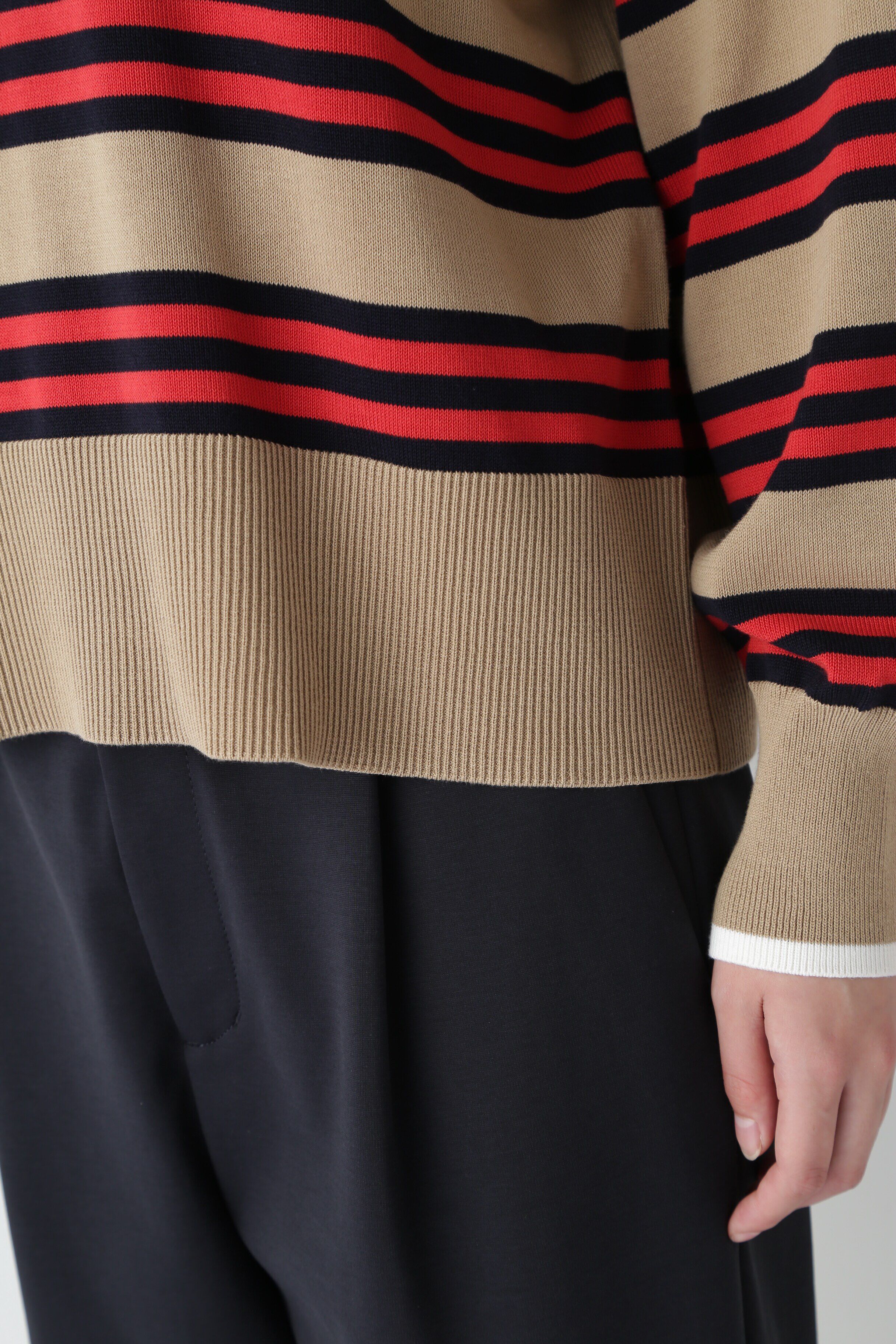  「◆オーガニックコットンランダムボーダープルオーバー」|ニット・セーター|