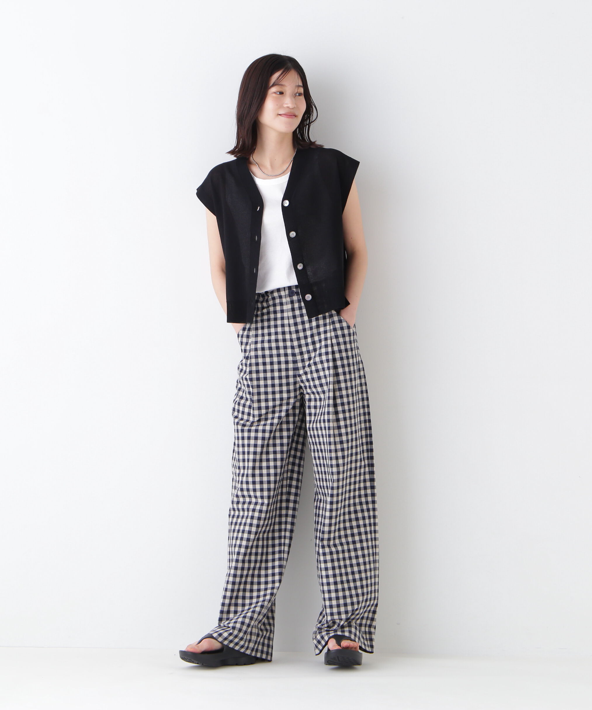  「◆綿ナイロン鹿の子ジレ」|ニット・セーター|