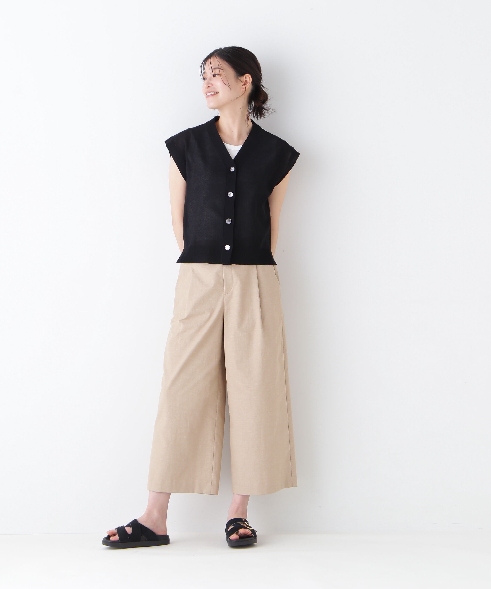  「◆綿ナイロン鹿の子ジレ」|ニット・セーター|