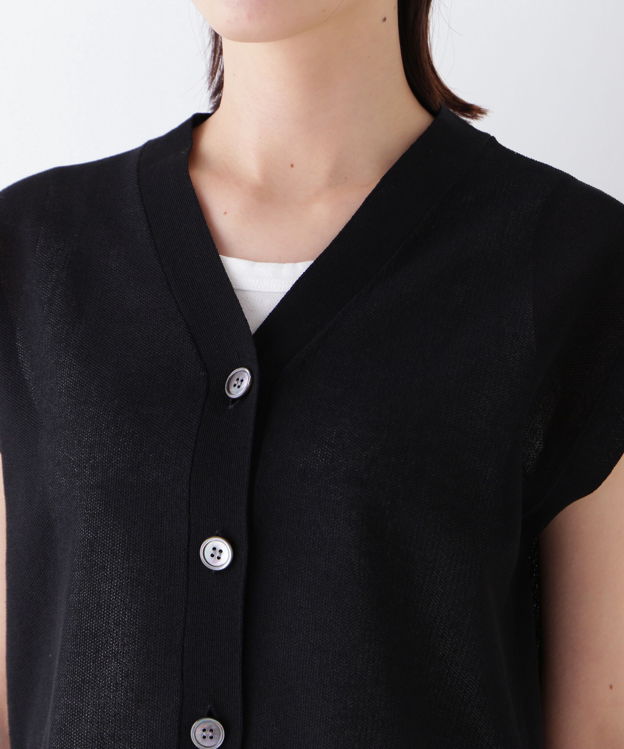  「◆綿ナイロン鹿の子ジレ」|ニット・セーター|