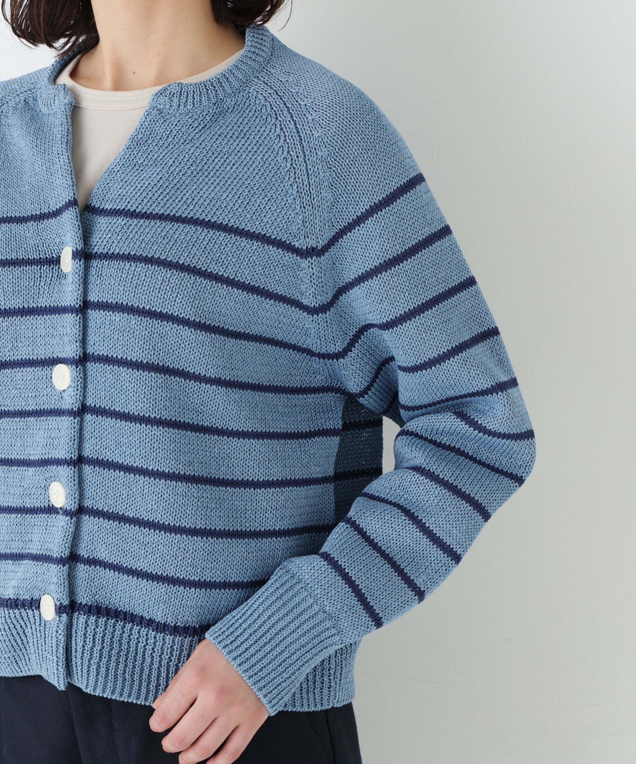  「◆《ウォッシャブル》ギマコットンキーネックカーディガン」|ニット・セーター|