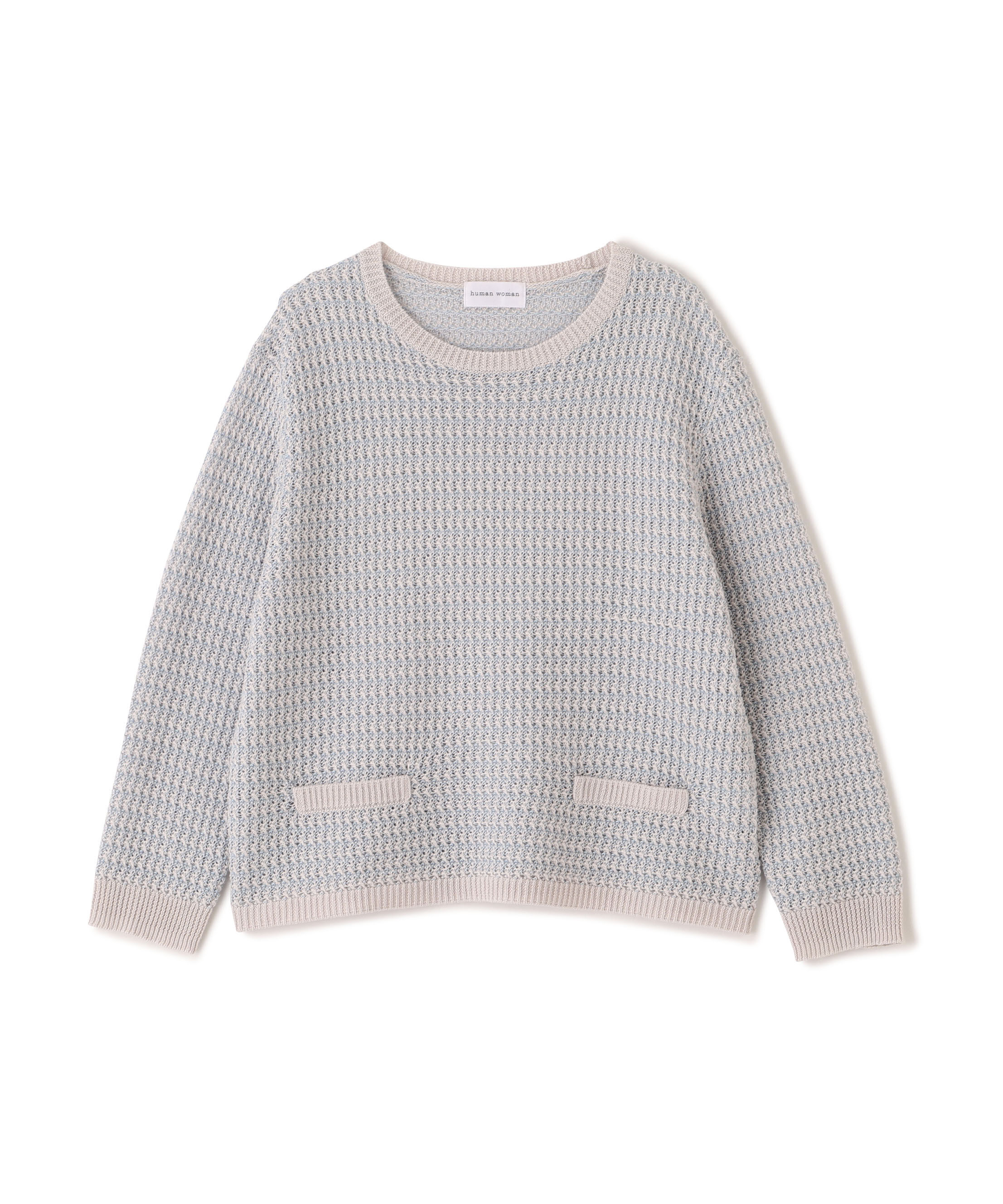  「◆≪ウォッシャブル≫ミドルゲージギマ地柄クルーネックプルオーバー」|ニット・セーター|