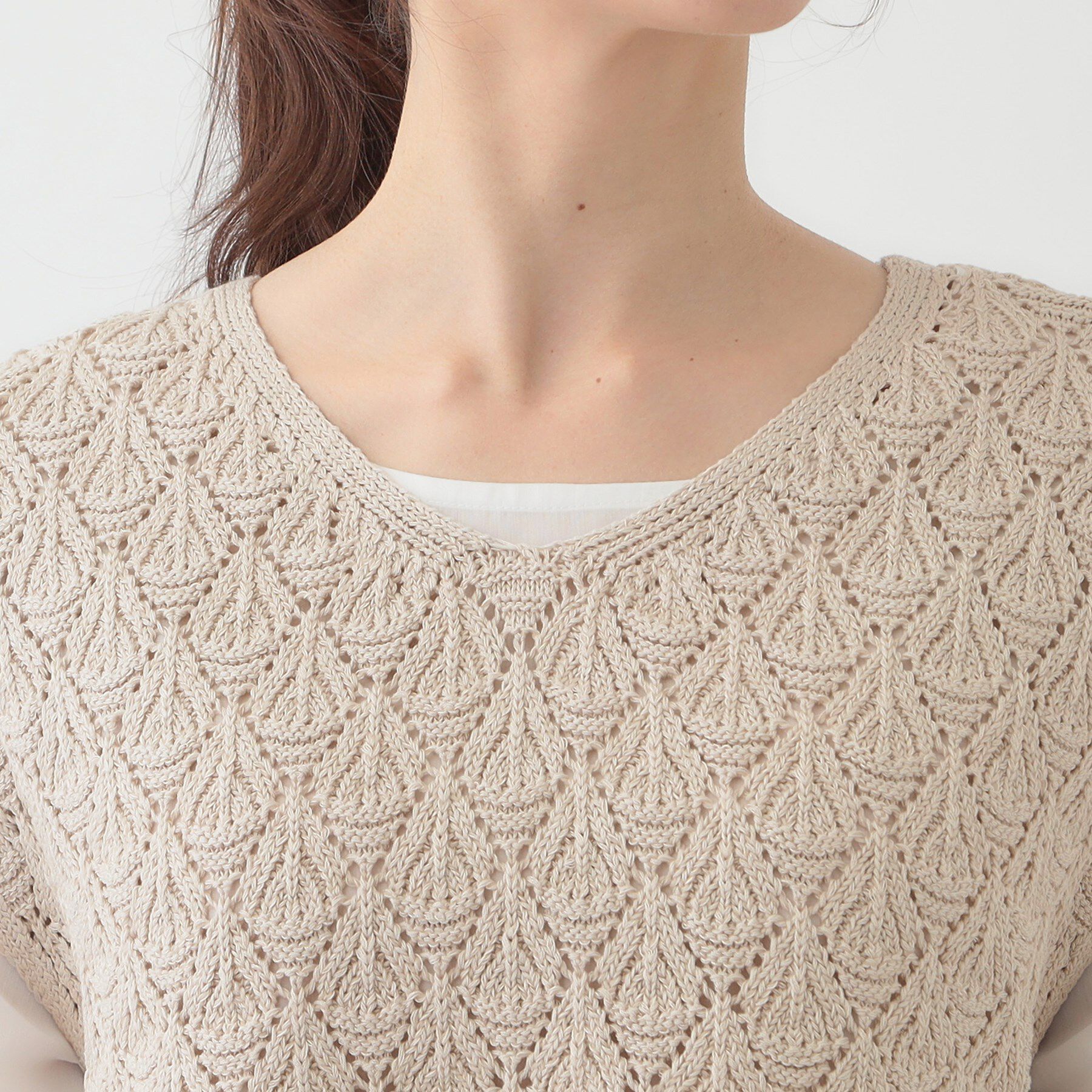 SHOO･LA･RUE「【洗える/S-LL/2点セット】透かし柄ベスト+ブラウス」|ニット・セーター|