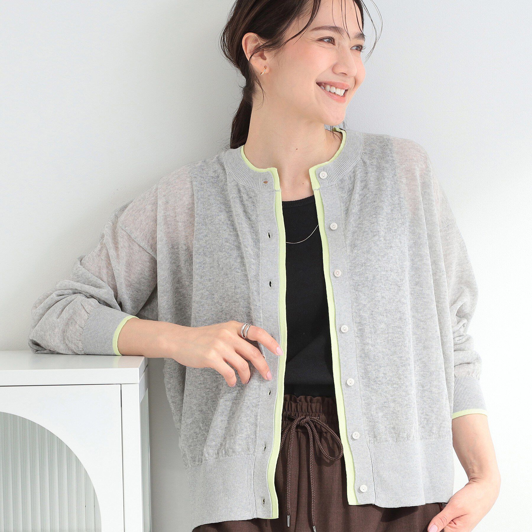 SHOO･LA･RUE「レイヤード風配色カーディガン」|カーディガン|ライトグレー(011