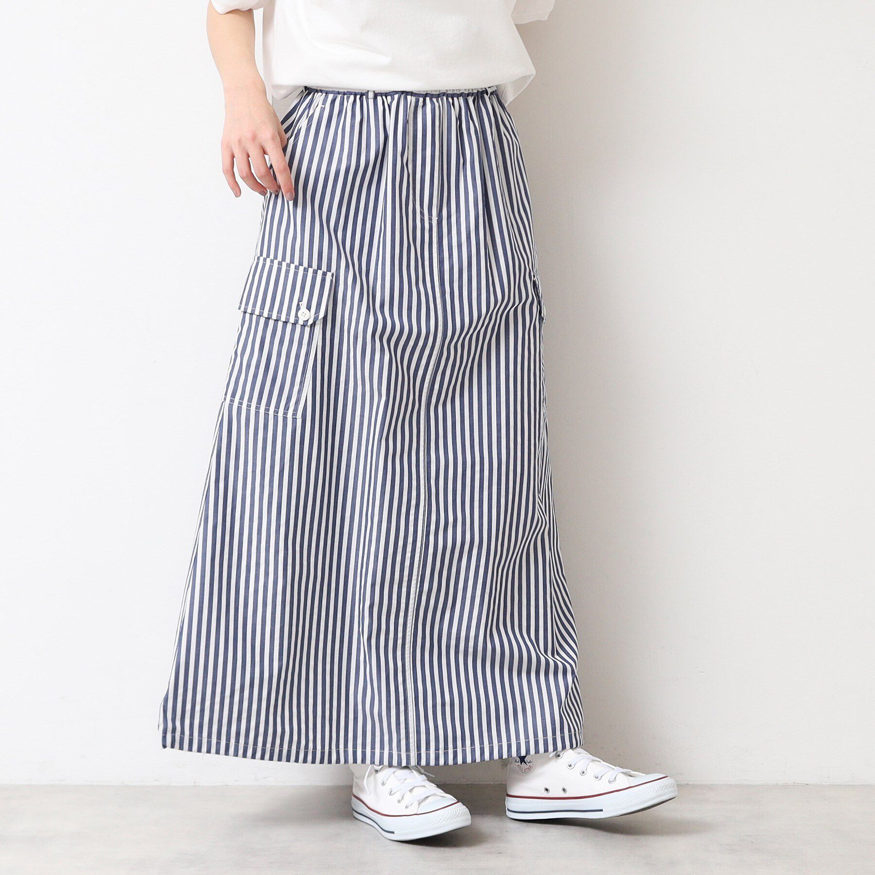 Dessin「【洗える・ウエストゴム】スピンドル付ストライプスカート（S～L）」|スカート|