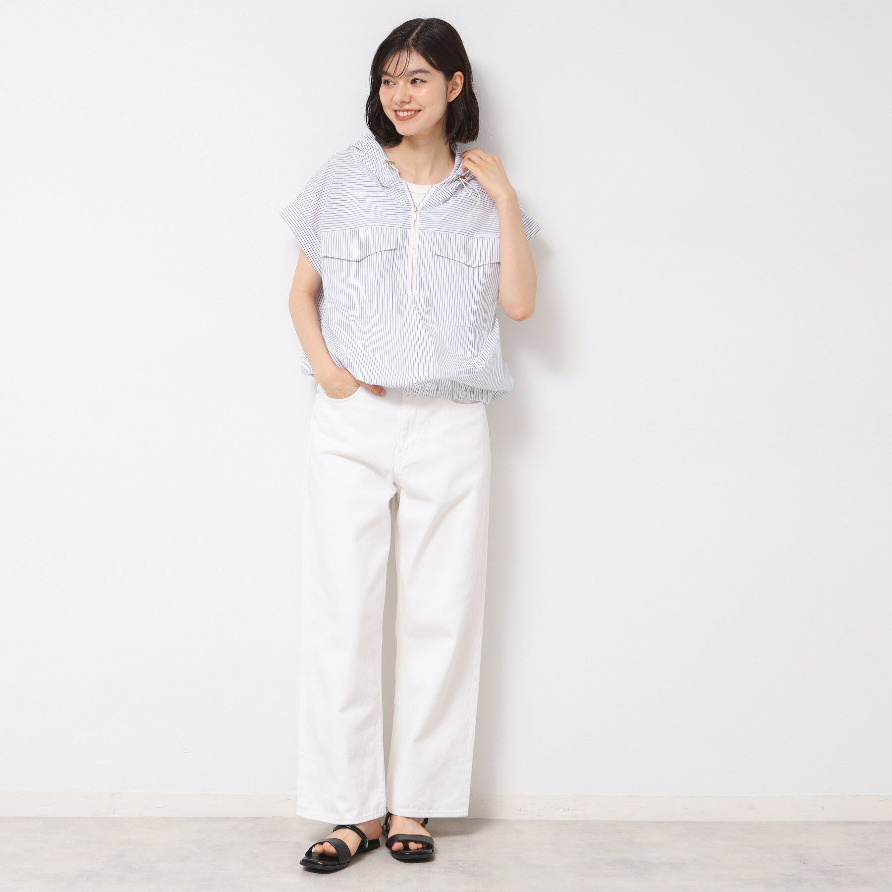 Dessin「【洗える】ハーフジップフーディーシャツ」|シャツ・ブラウス|