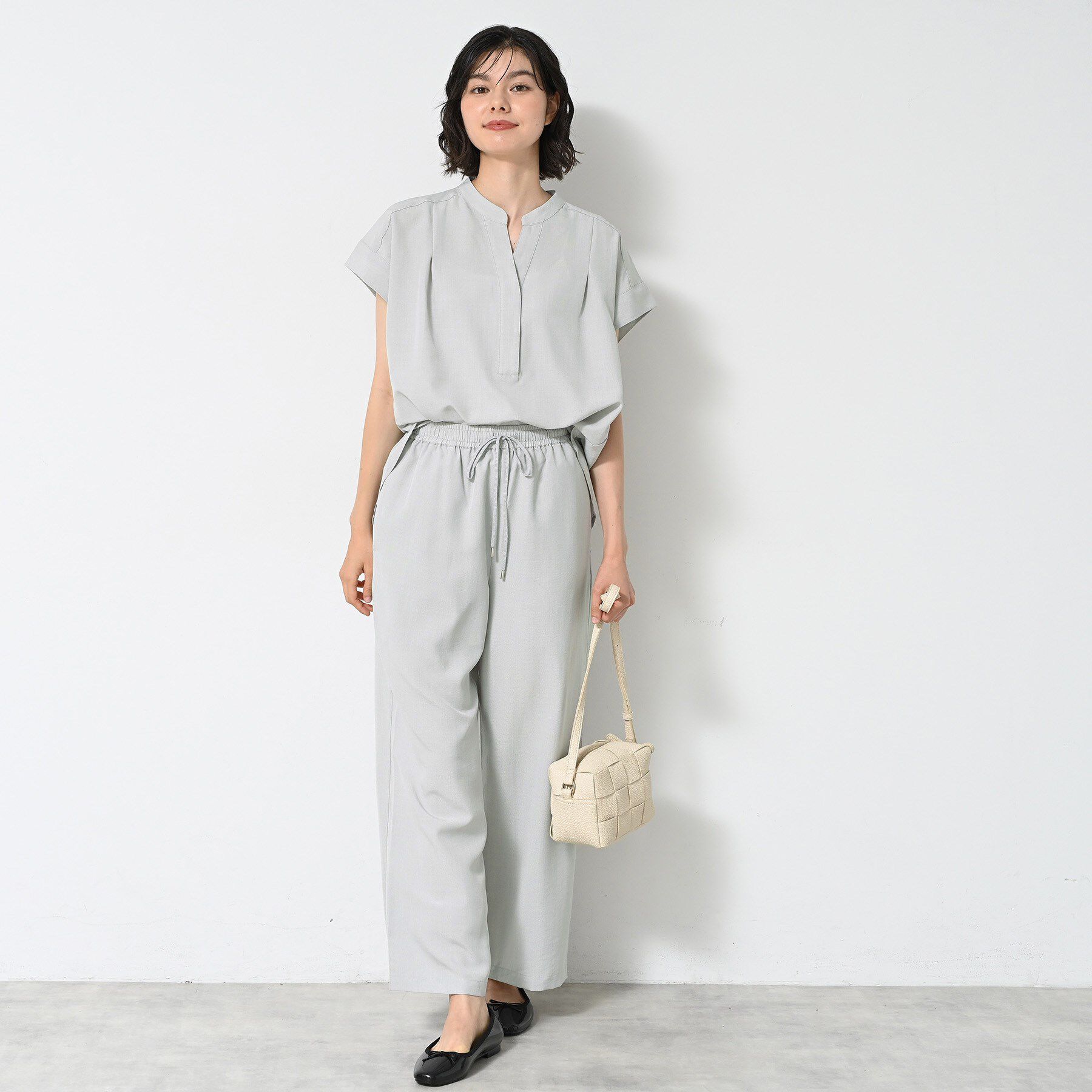 Dessin「【2点セット/ウエストゴム/洗える】スキッパ―シャツ＆ストレートパンツセット」|スーツ|