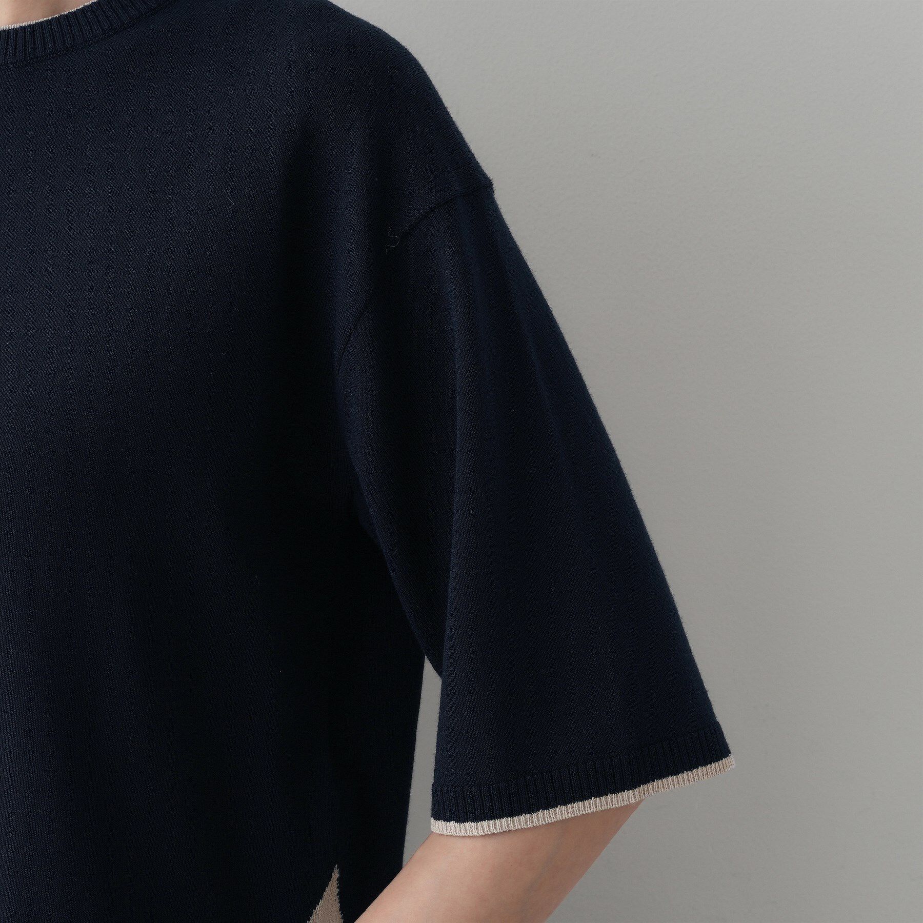 Dessin「【洗える】バイカラーショート丈ニット」|ニット・セーター|