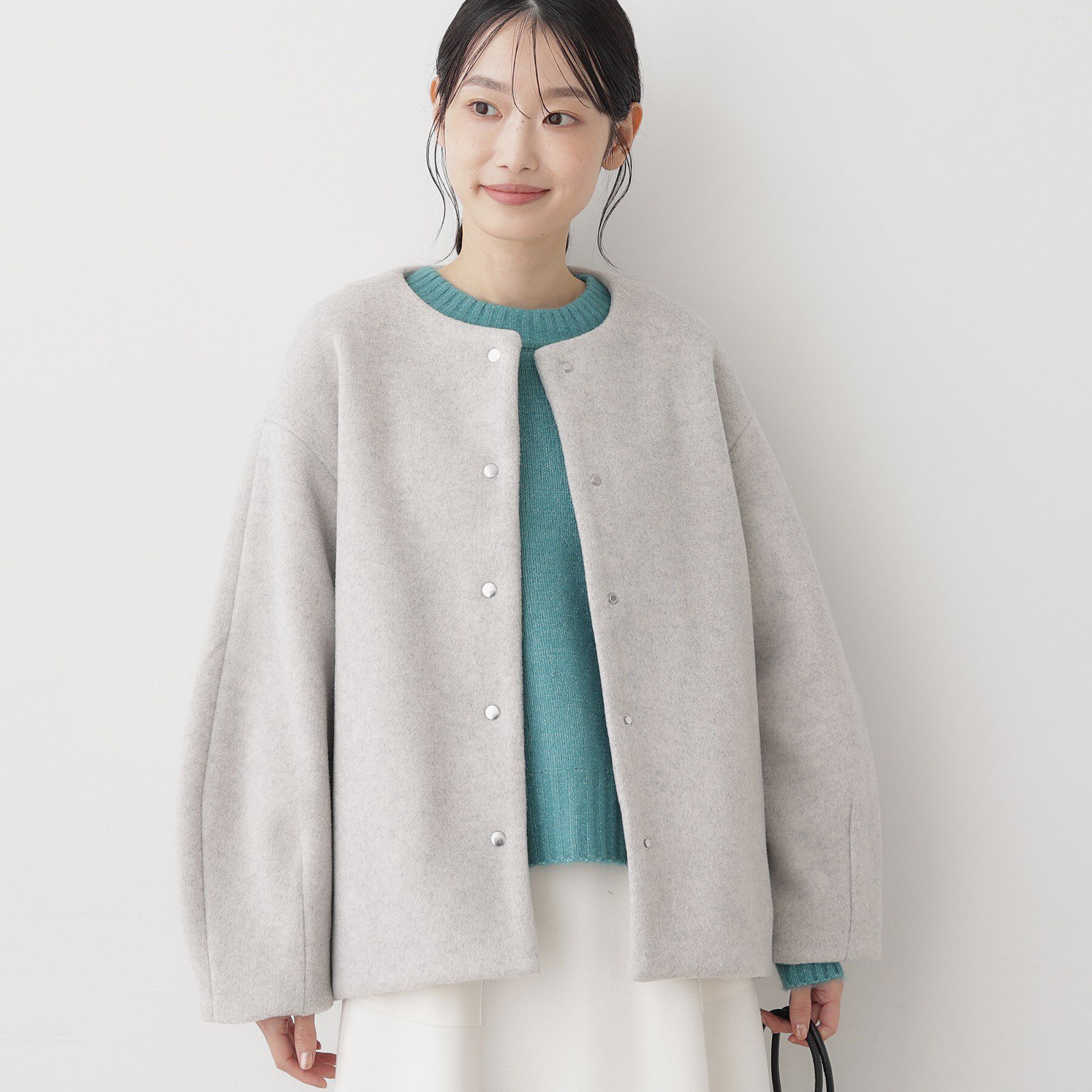 Dessin「メランジ起毛ジャケット」|ノーカラーコート|