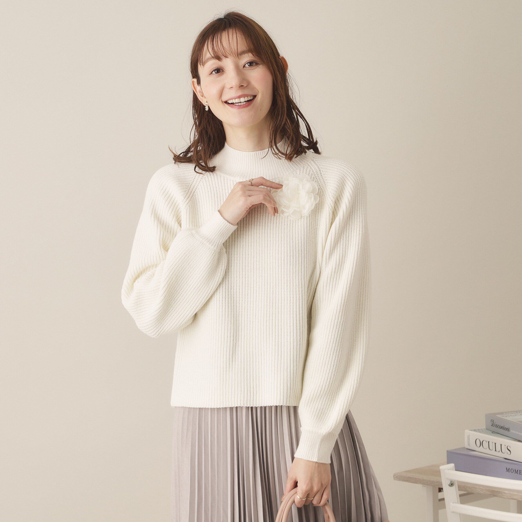 ITS&rsquo;DEMO「【手洗い可】コサージュ付きニット」|ニット・セーター|