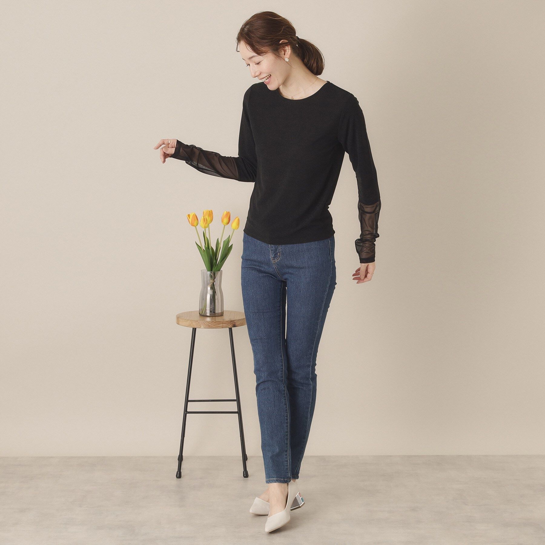 ITS&rsquo;DEMO「【手洗い可】袖シアーラメインナー」|Tシャツ・カットソー|