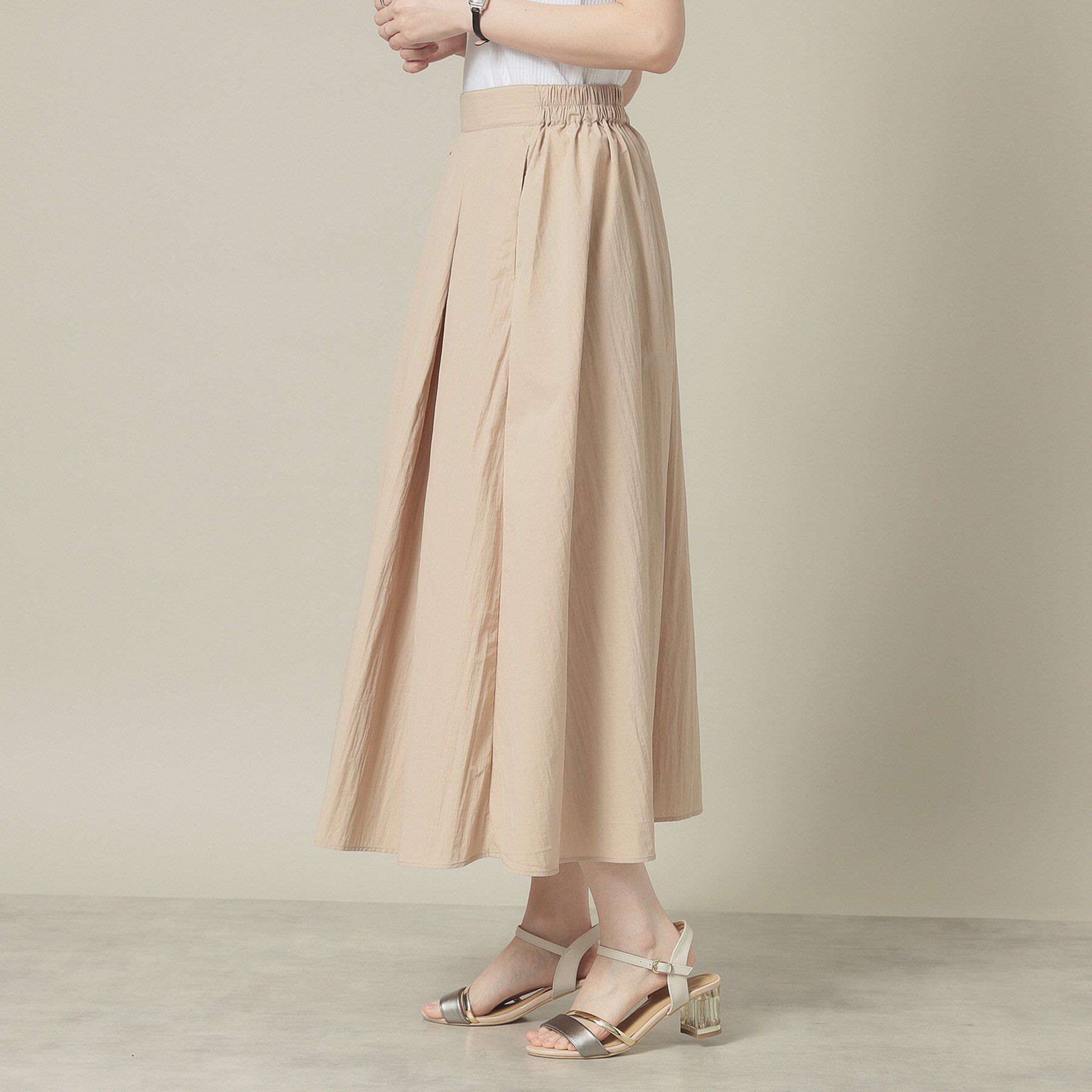 ITS&rsquo;DEMO「【撥水／洗濯機OK／ウエスト後ろゴム】タックスカート＜旅服シリーズ＞」|スカート|