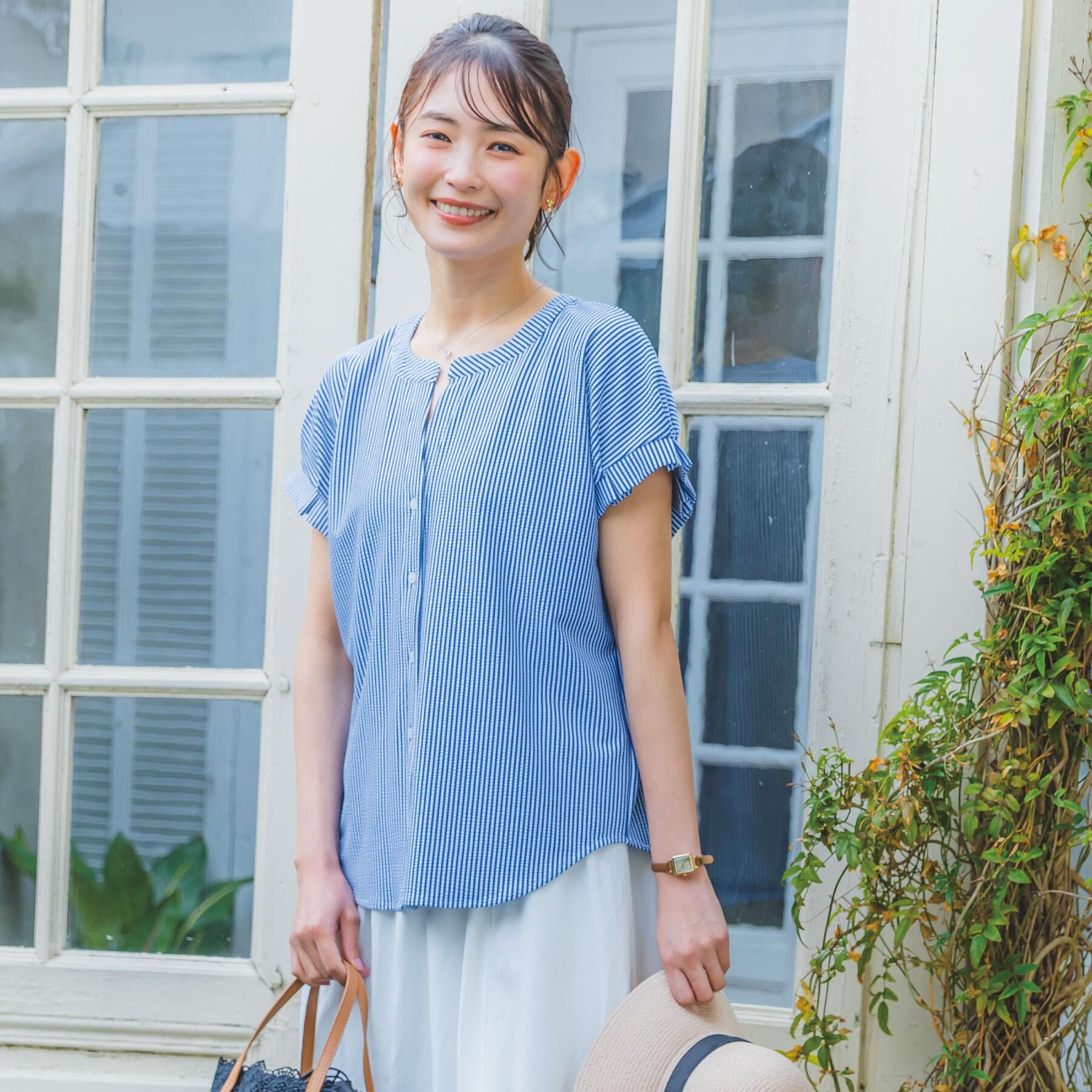 ITS&rsquo;DEMO「【洗濯機OK】カットサッカー前開きトップス」|Tシャツ・カットソー|