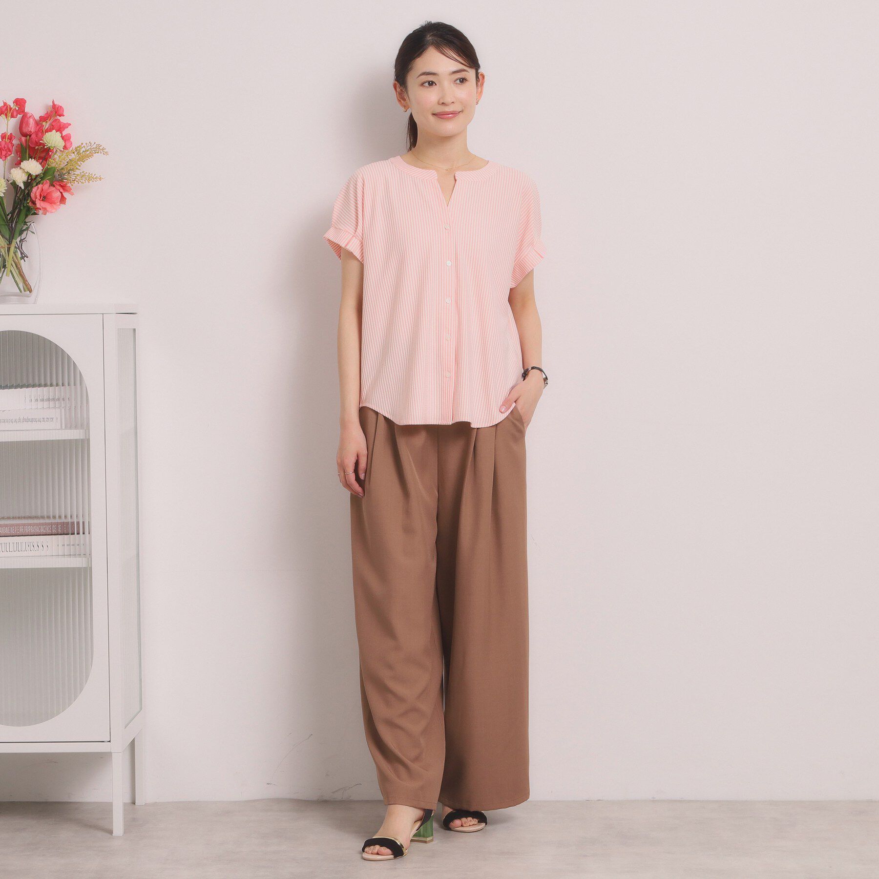 ITS&rsquo;DEMO「【洗濯機OK】カットサッカー前開きトップス」|Tシャツ・カットソー|