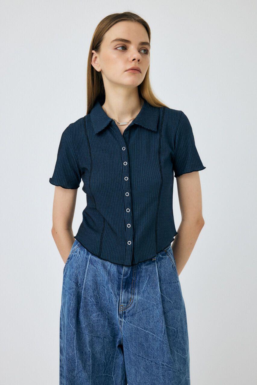 MOUSSY「MELLOW POLO トップス」|シャツ・ブラウス|BLK