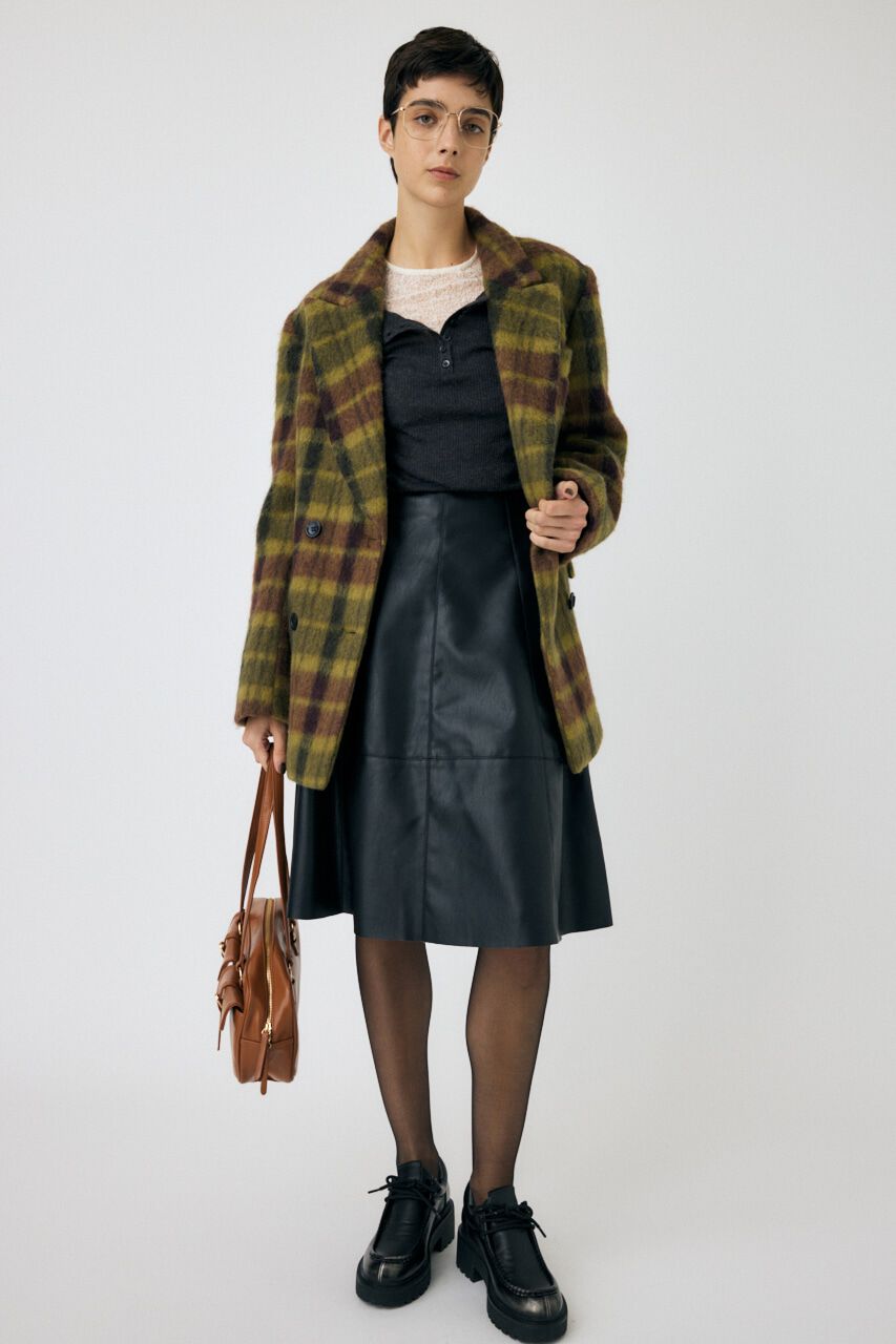 MOUSSY「F/LEATHER フレアスカート」|スカート|BLK