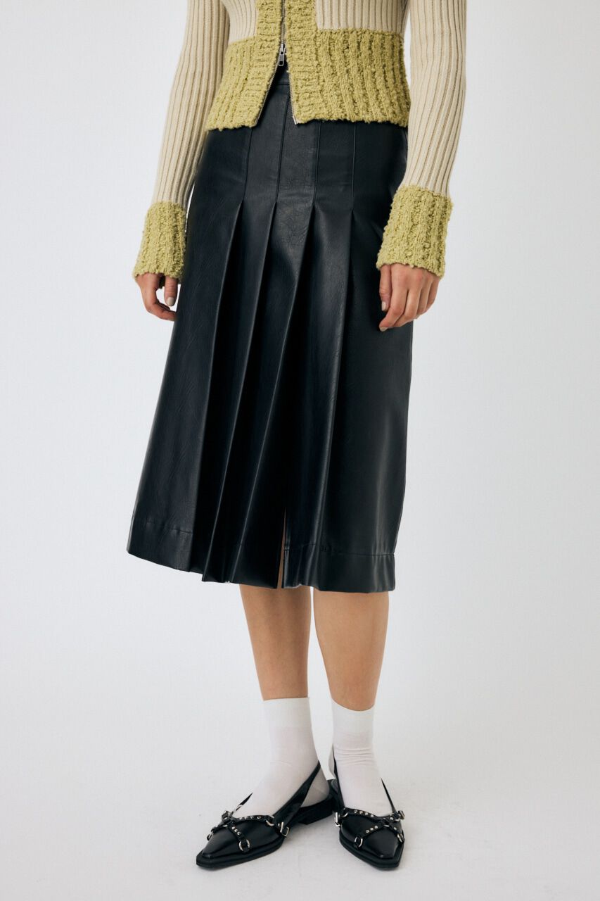 MOUSSY「F/LEATHER TUCKED ミディスカート」|スカート|