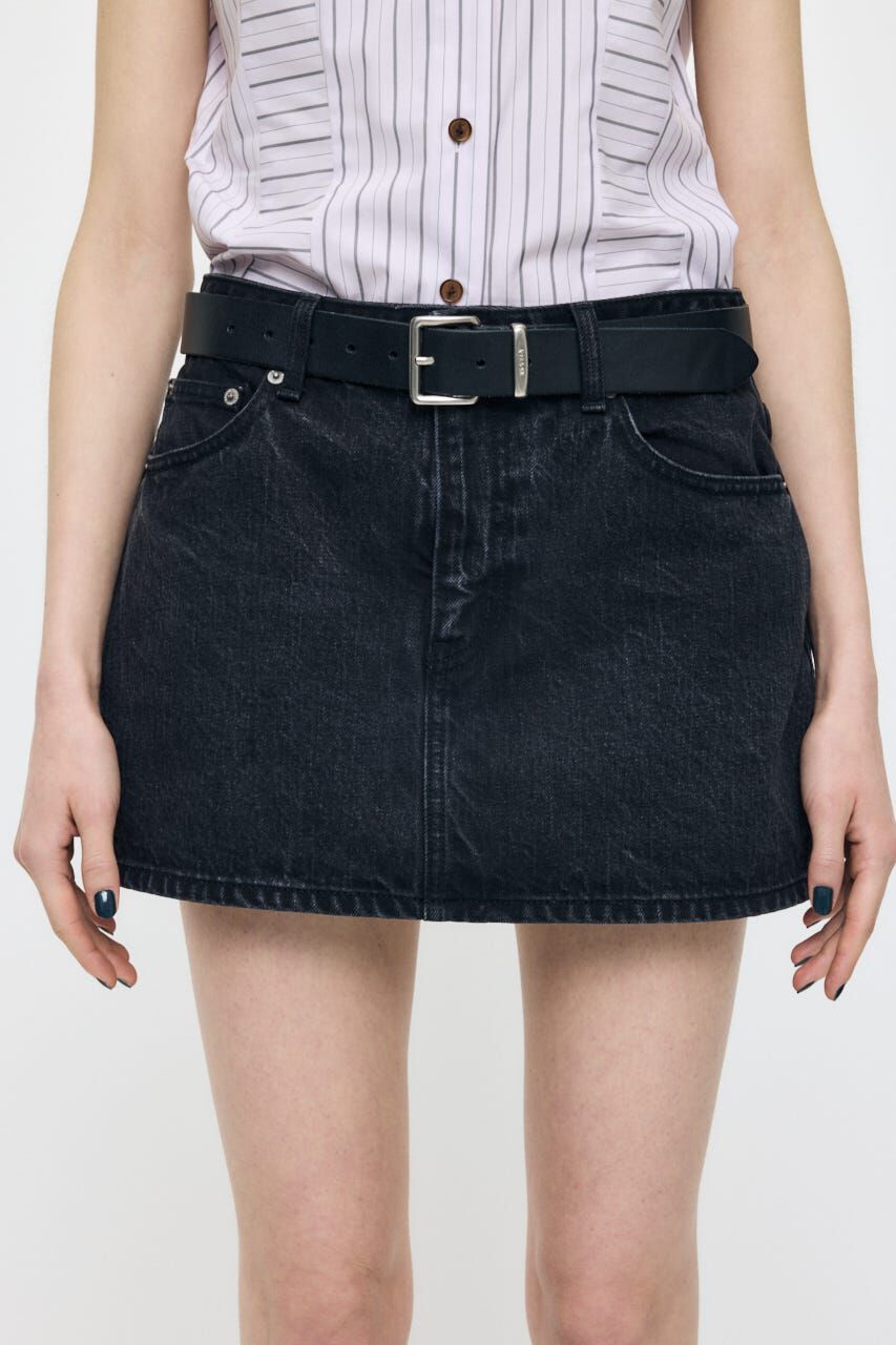 MOUSSY「LOW SLUNG MINI スコート」|デニム|BLK