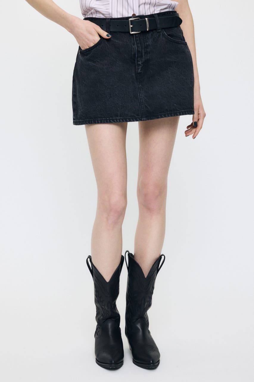 MOUSSY「LOW SLUNG MINI スコート」|デニム|