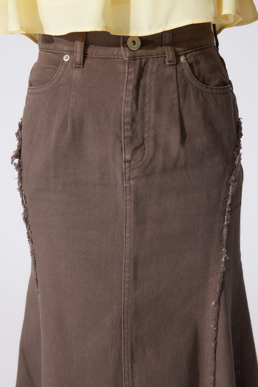 rienda「フリンジマーメイドデニムジャストウエストスカート」|スカート|