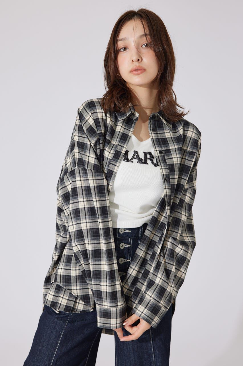 rienda「オーバールーズシャツトップス」|シャツ・ブラウス|BLK